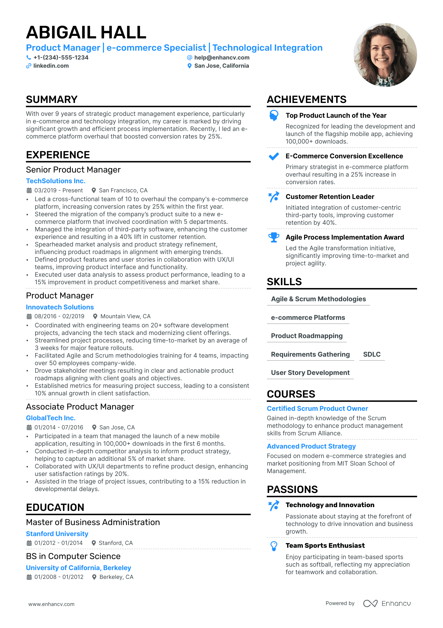 Ecommerce Product Manager Resume Example