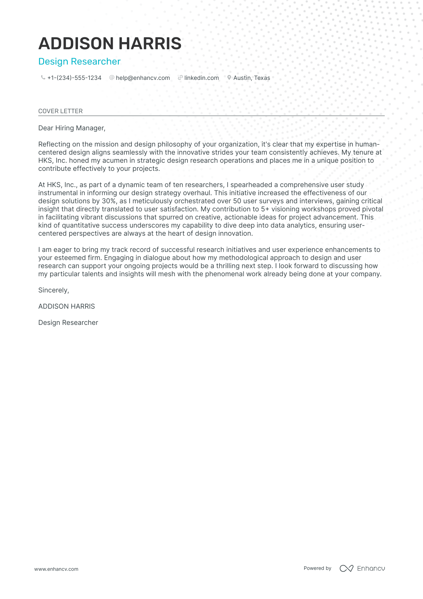 Design Researcher Resume Example