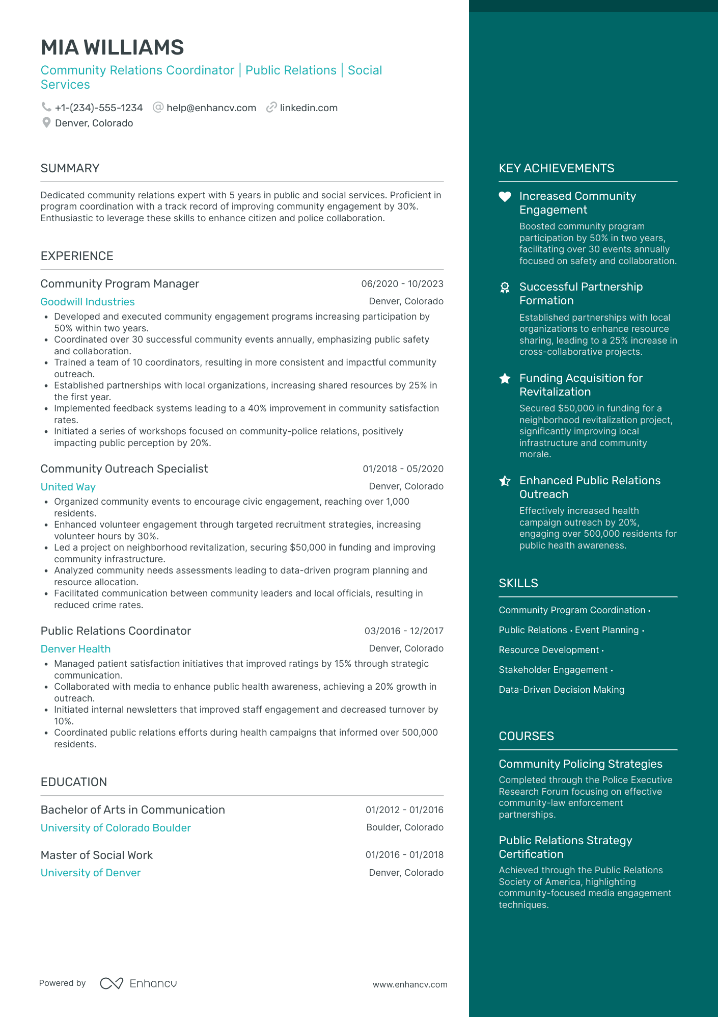 Community Outreach Police Officer Resume Example