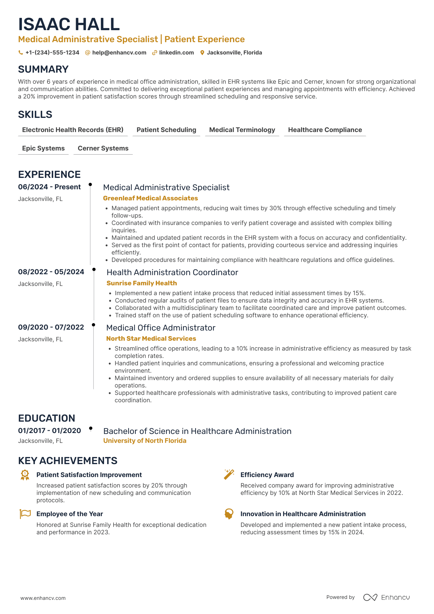 Medical Administrative Assistant Clerk Resume Example