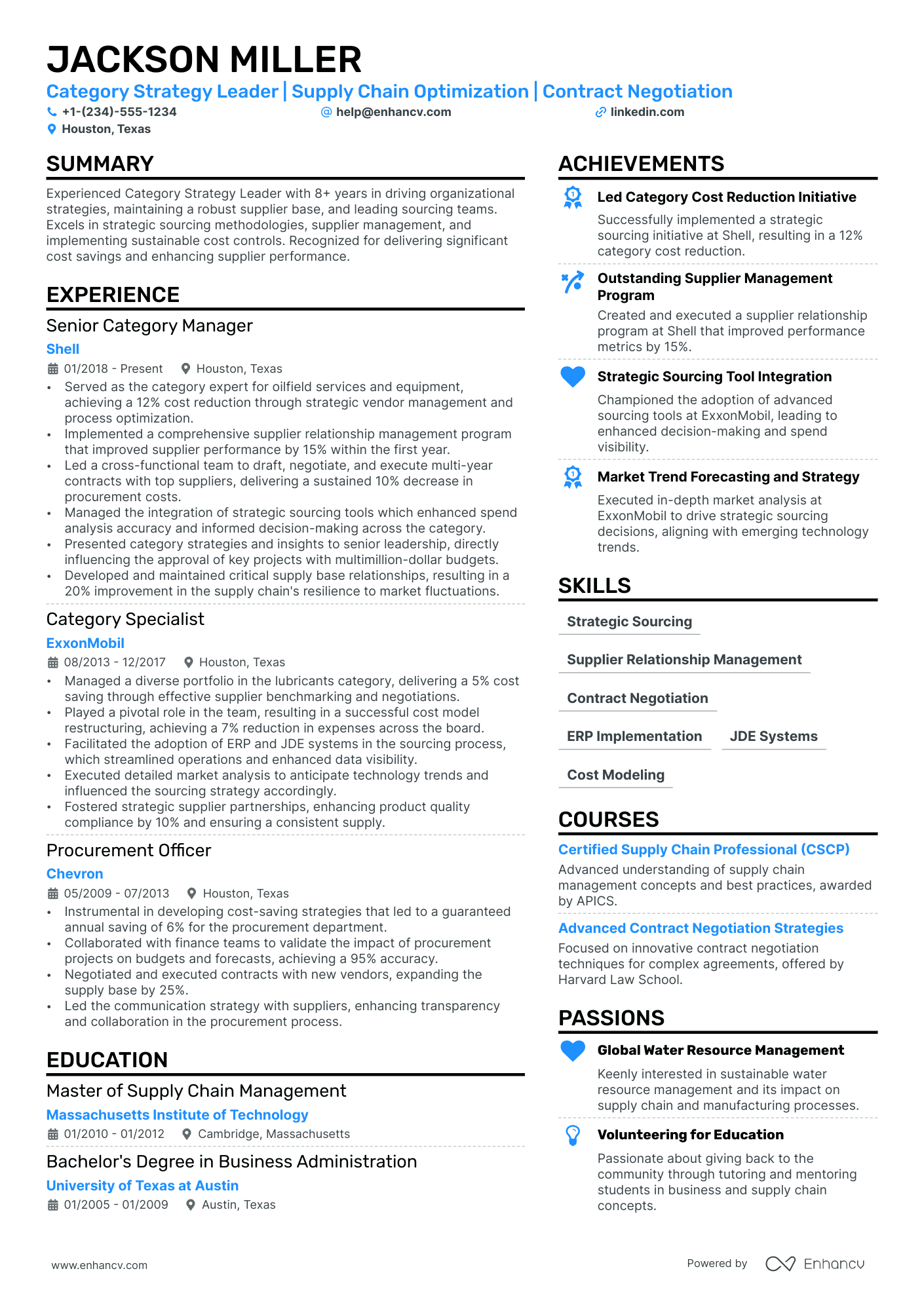 Commodity Manager Resume Example