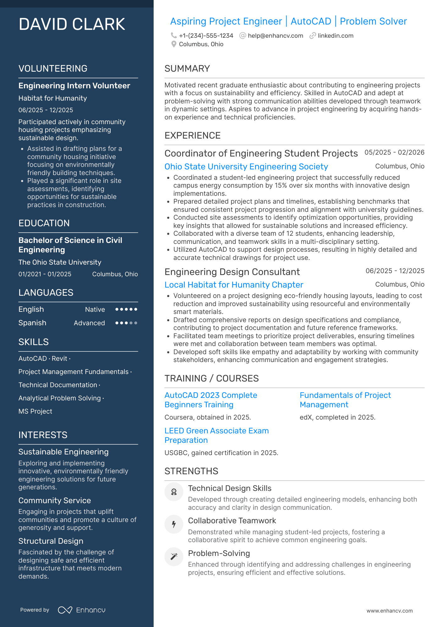 Project Engineer Intern Resume Example