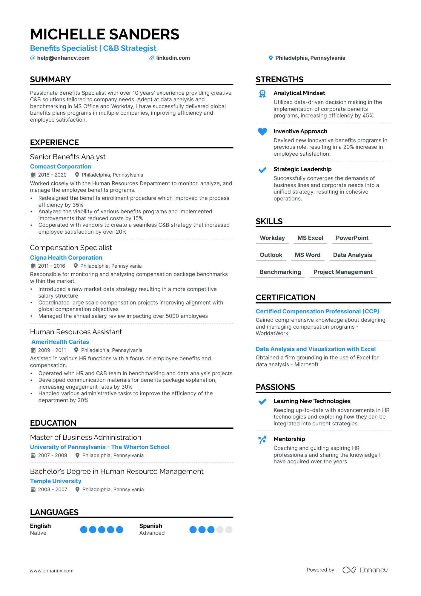 Benefits Specialist Resume Example
