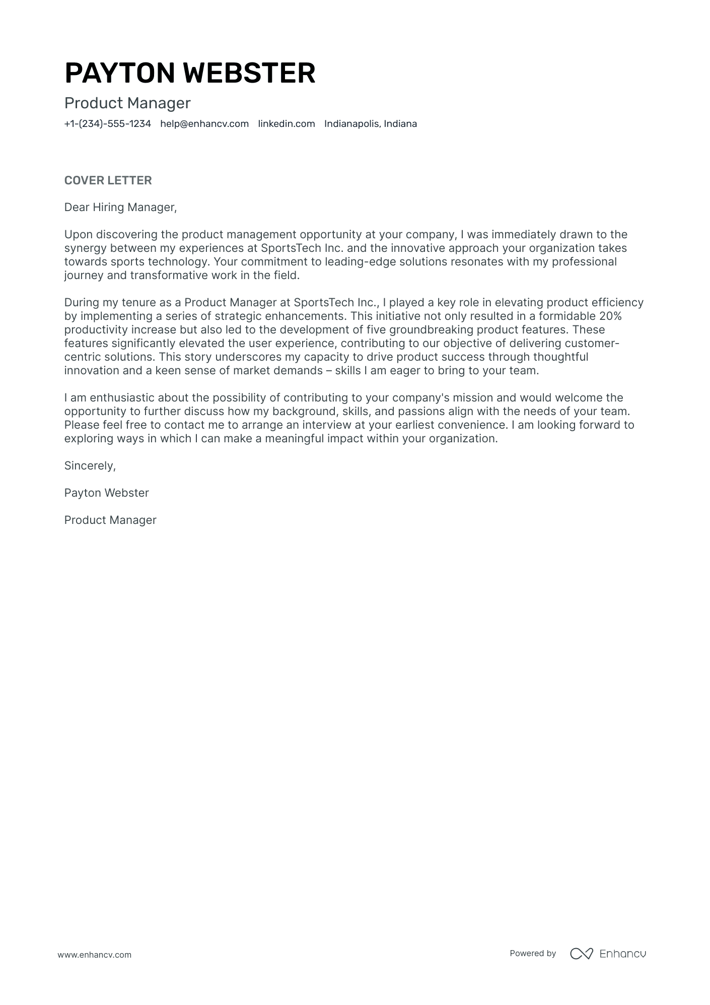 Product Manager Intern Resume Example