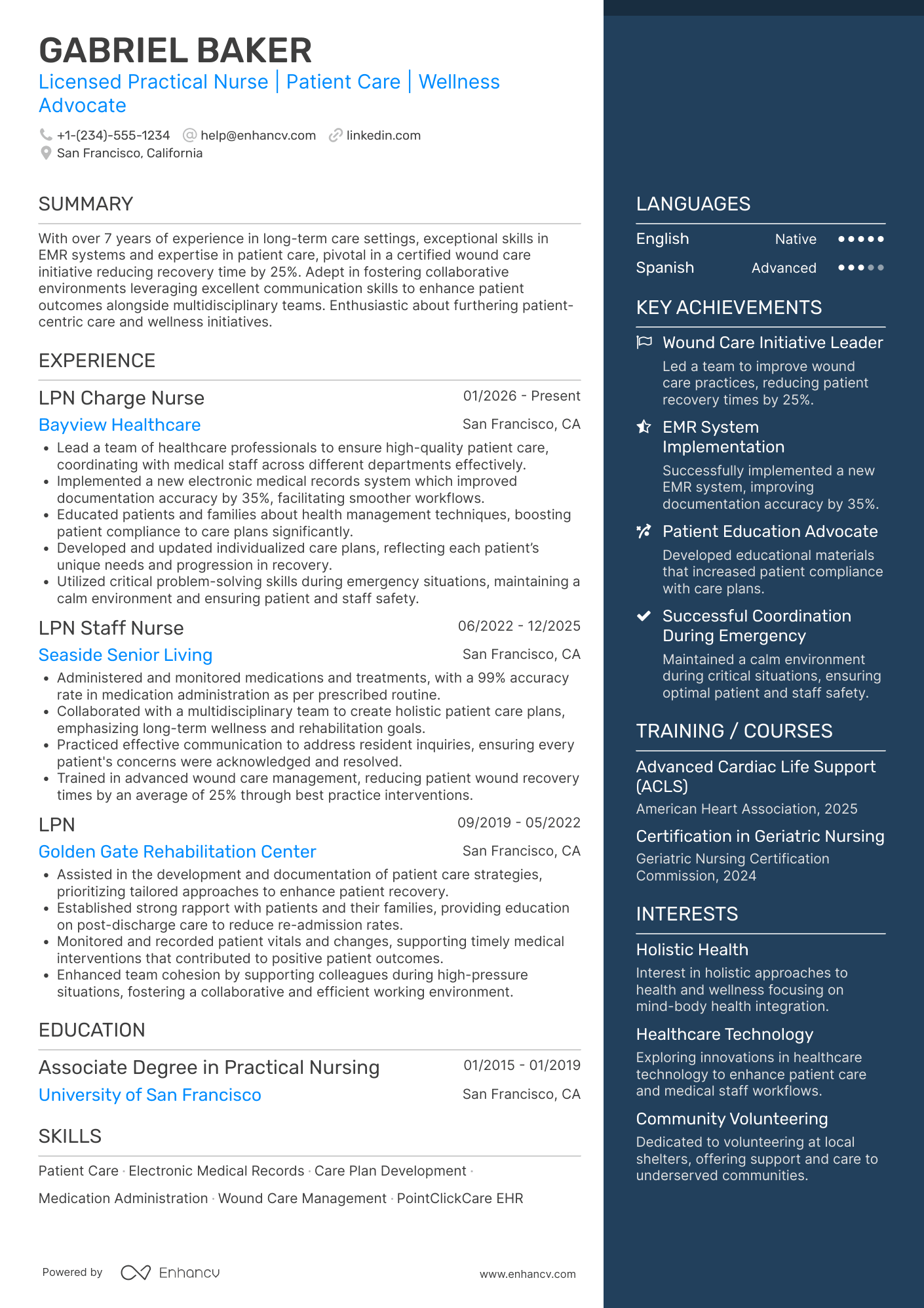 LPN Staff Nurse Resume Example