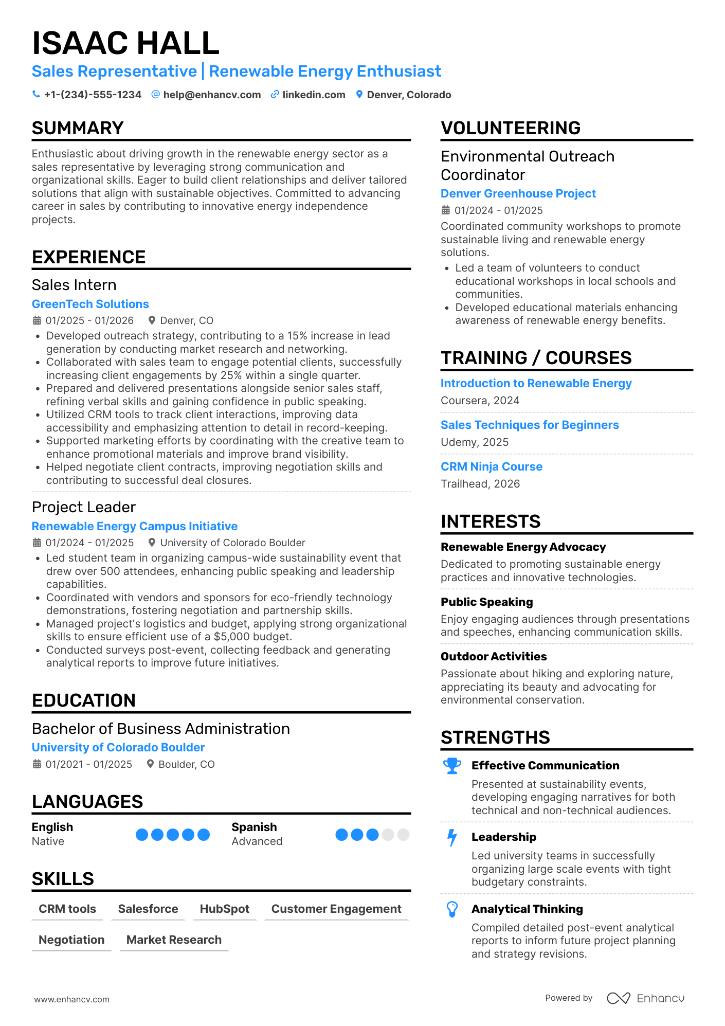 Entry Level Sales Representative Resume Example
