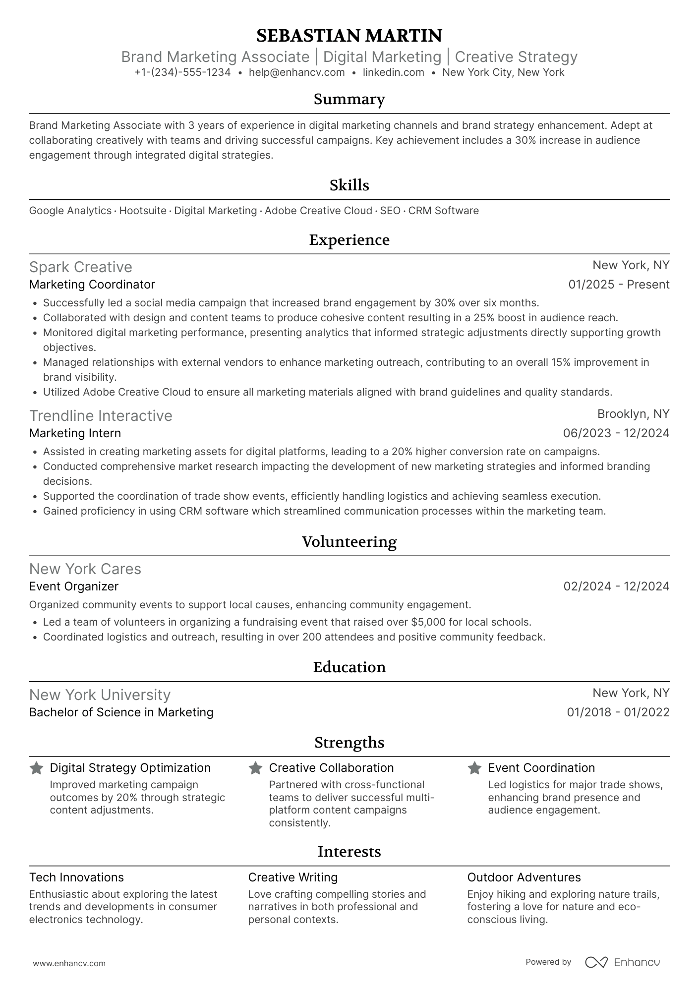 Brand Marketing Associate Resume Example