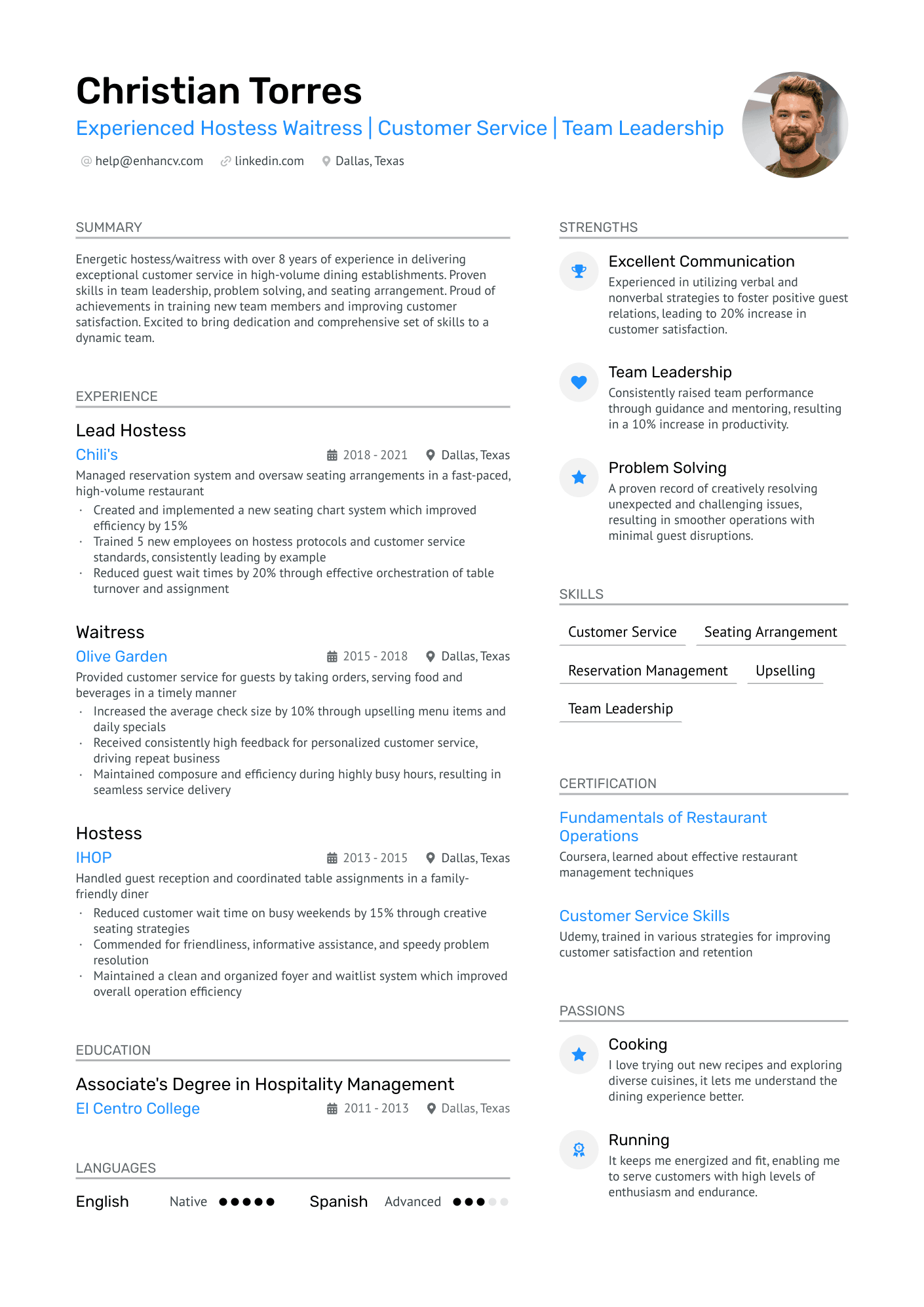 Hostess Waitress Resume Example