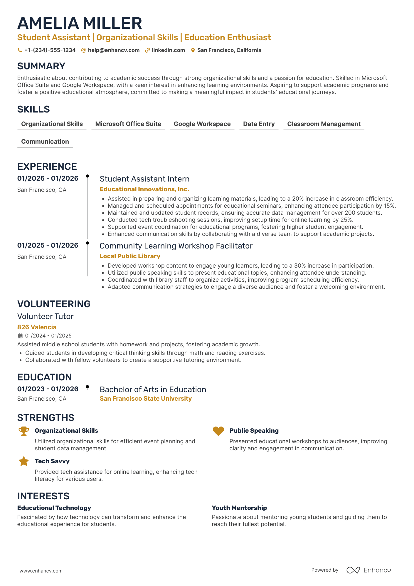 High School Student No Experience Resume Example