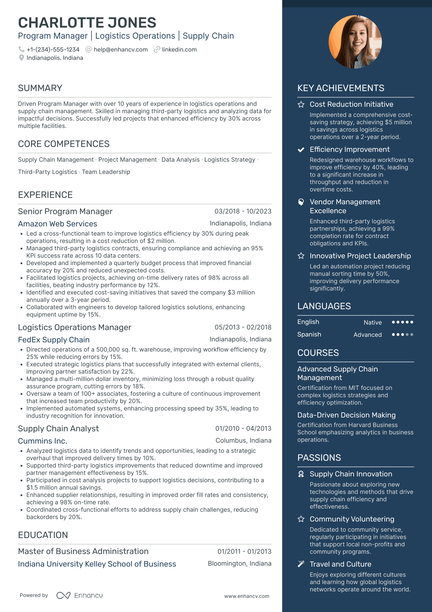 Chief Logistics Operations Officer Resume Example