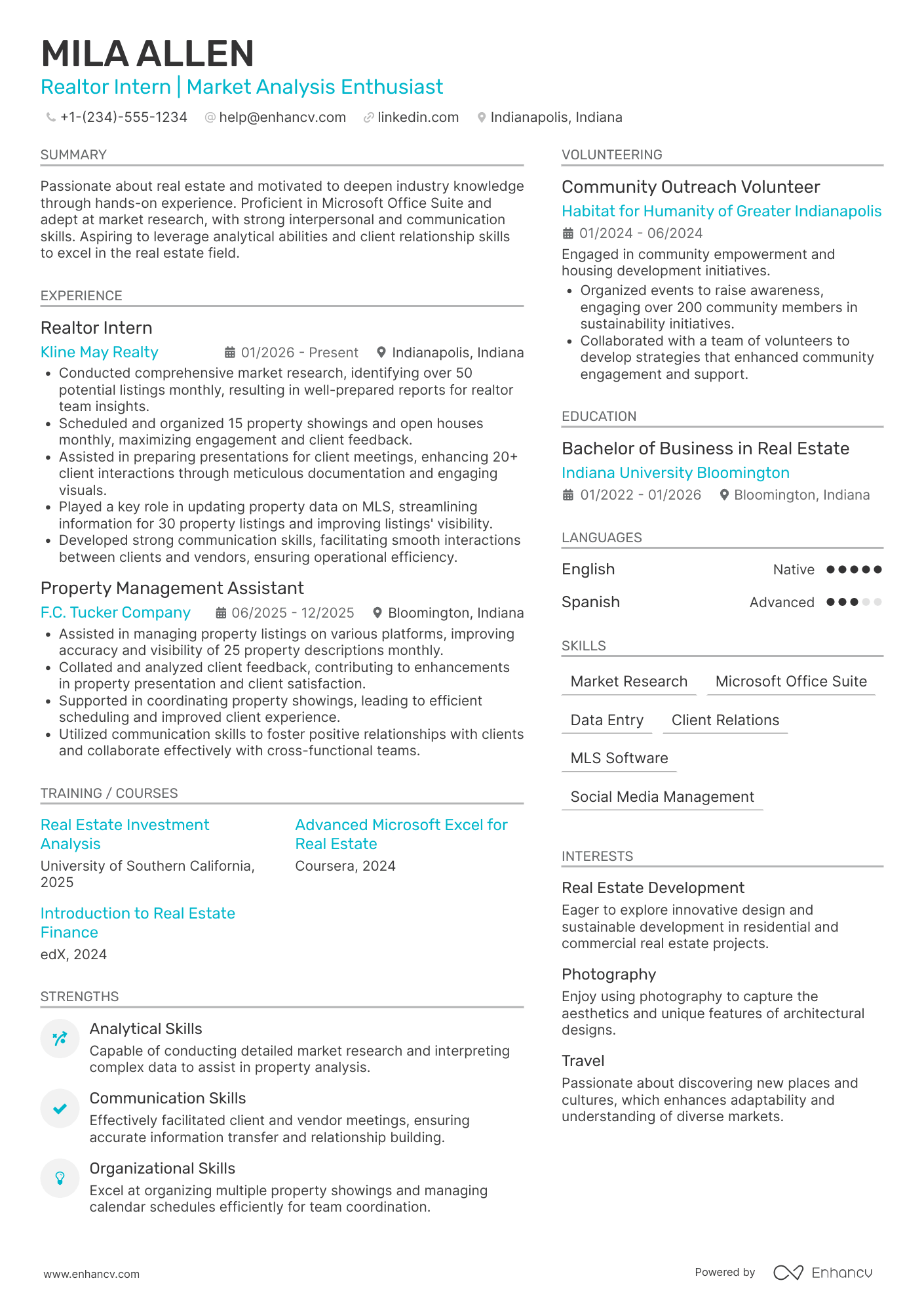 Realtor Intern Resume Example