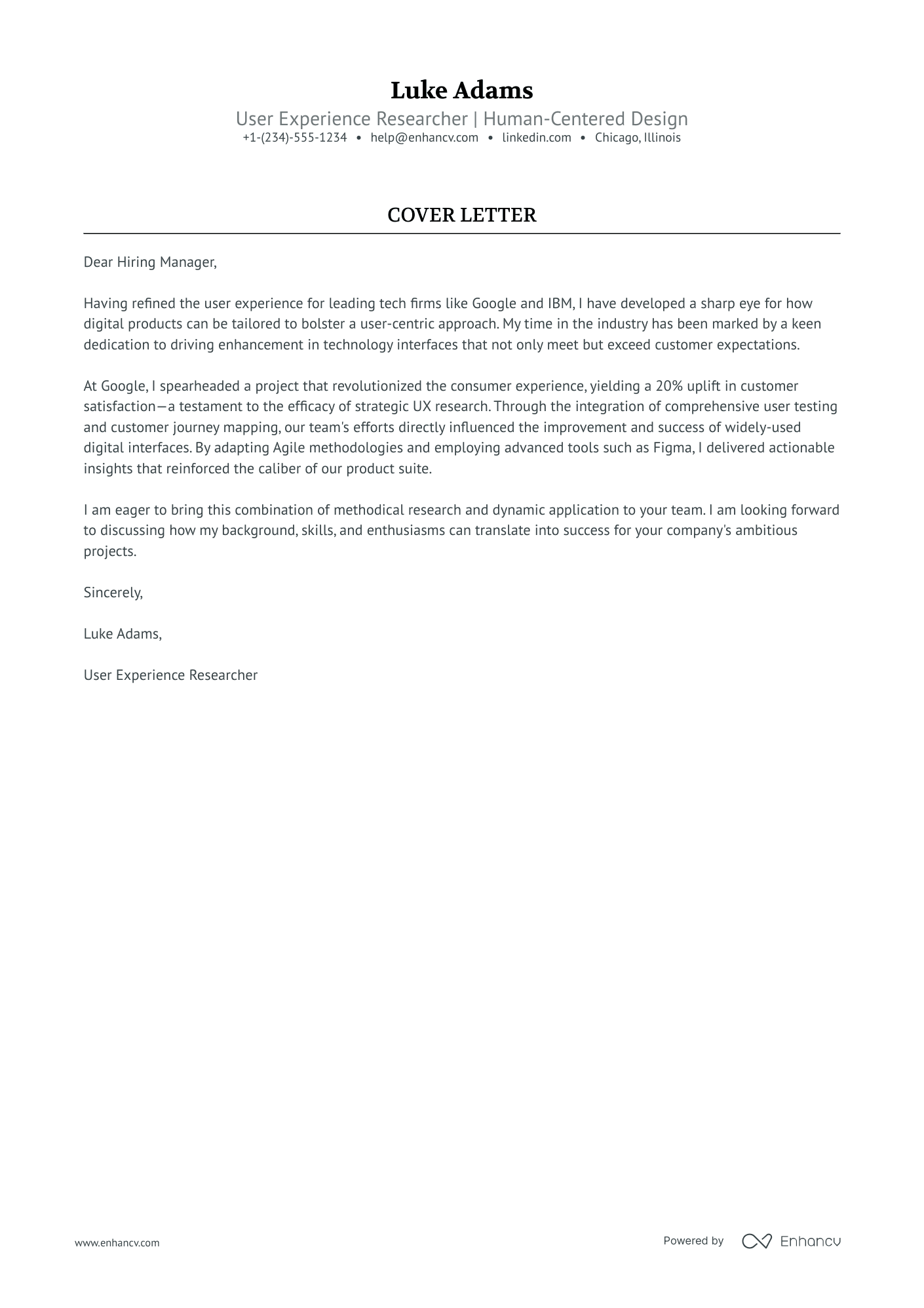 User Researcher Resume Example