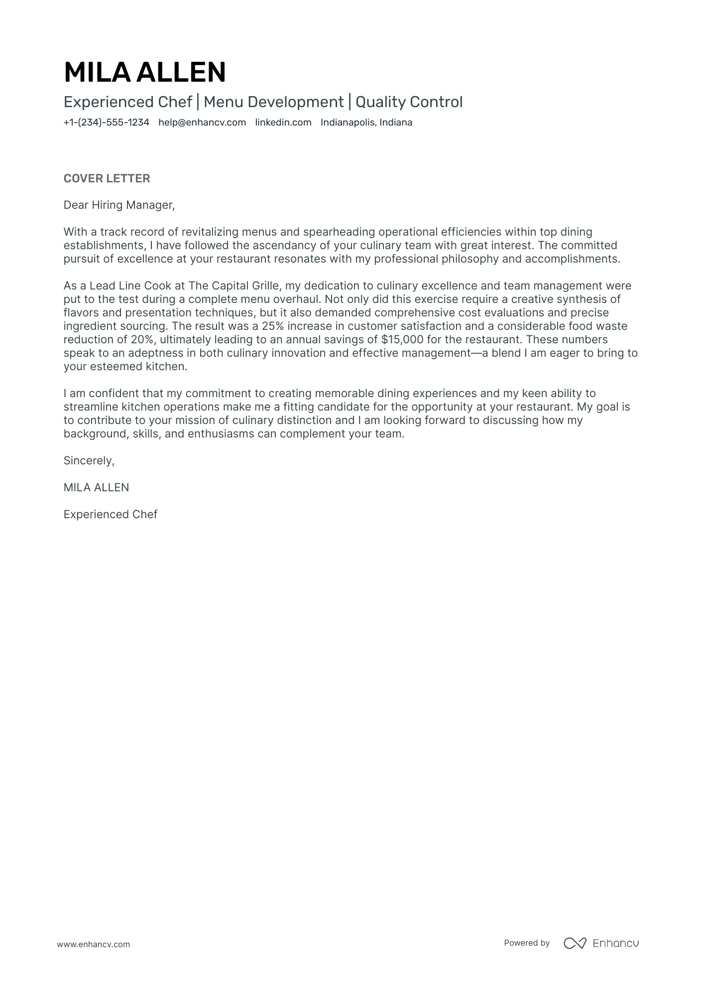 Cook Resume Example