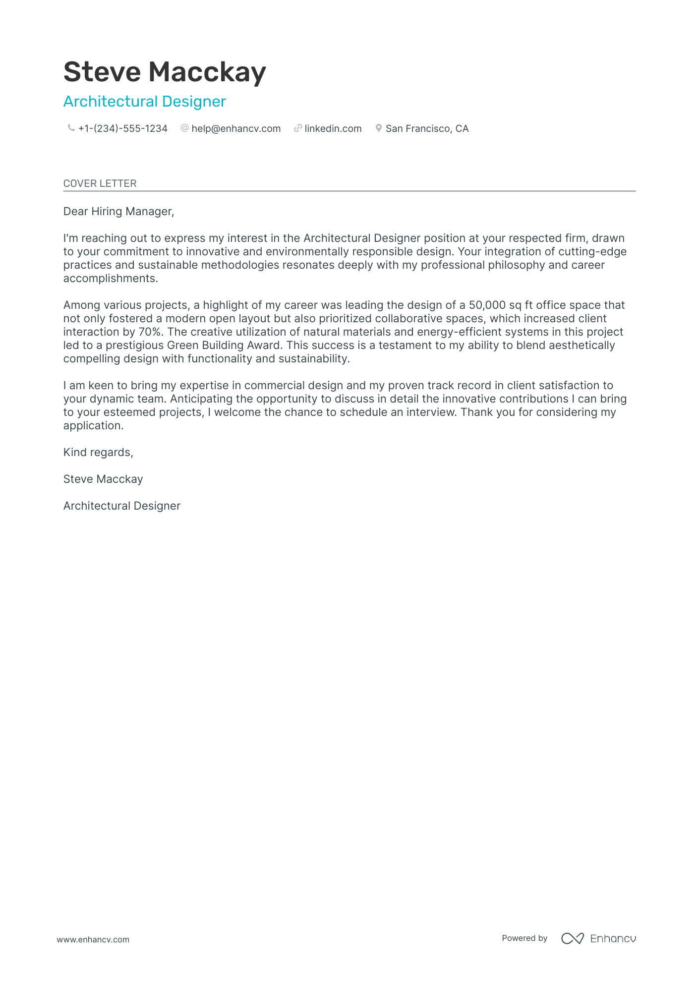 Architectural Designer Resume Example