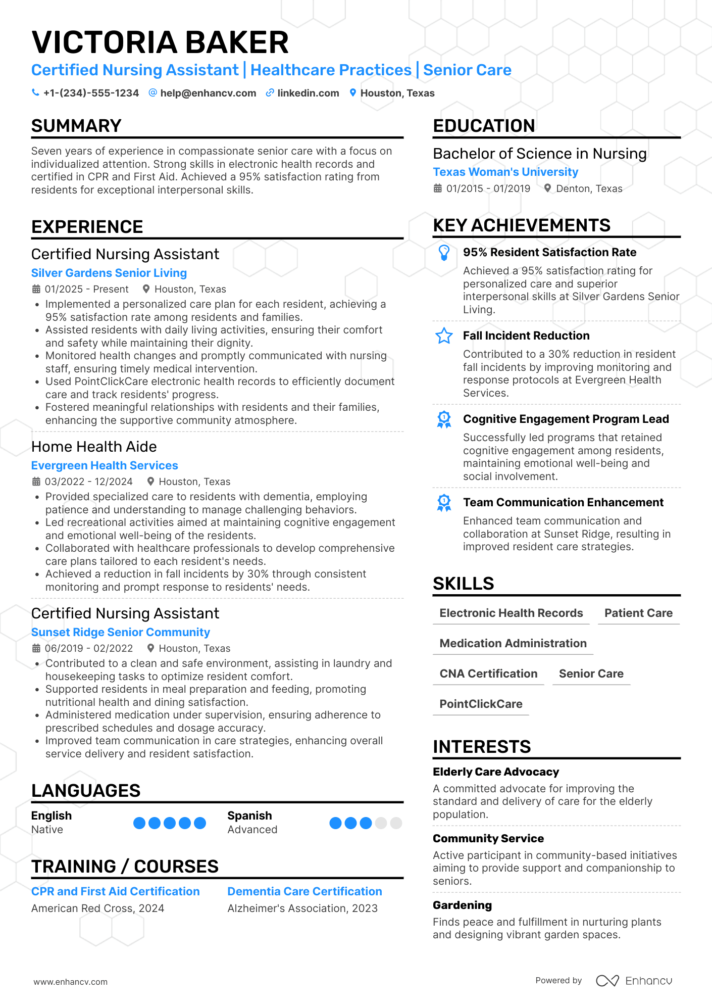 Certified Caregiver Resume Example