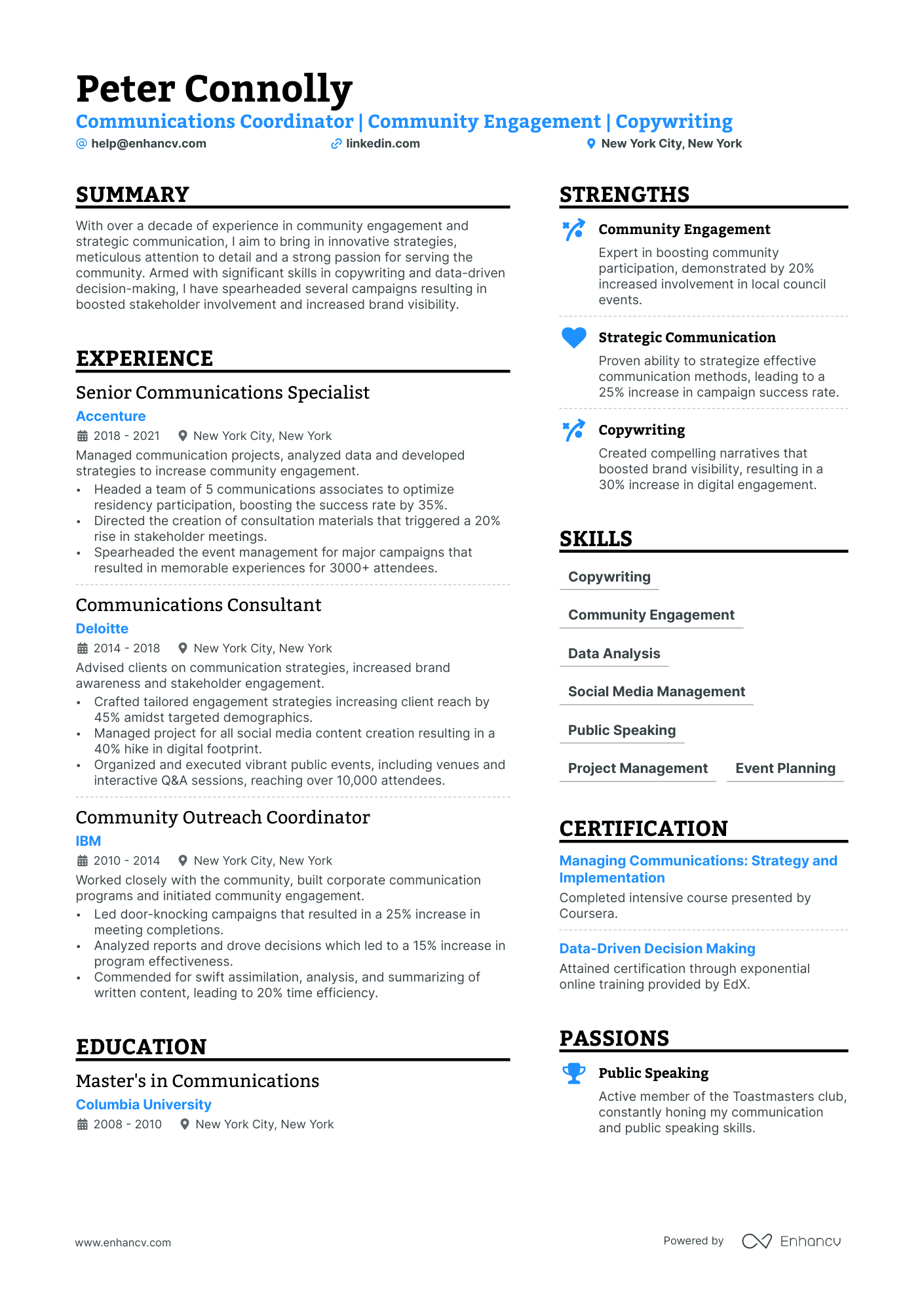 Communications Coordinator Resume Example