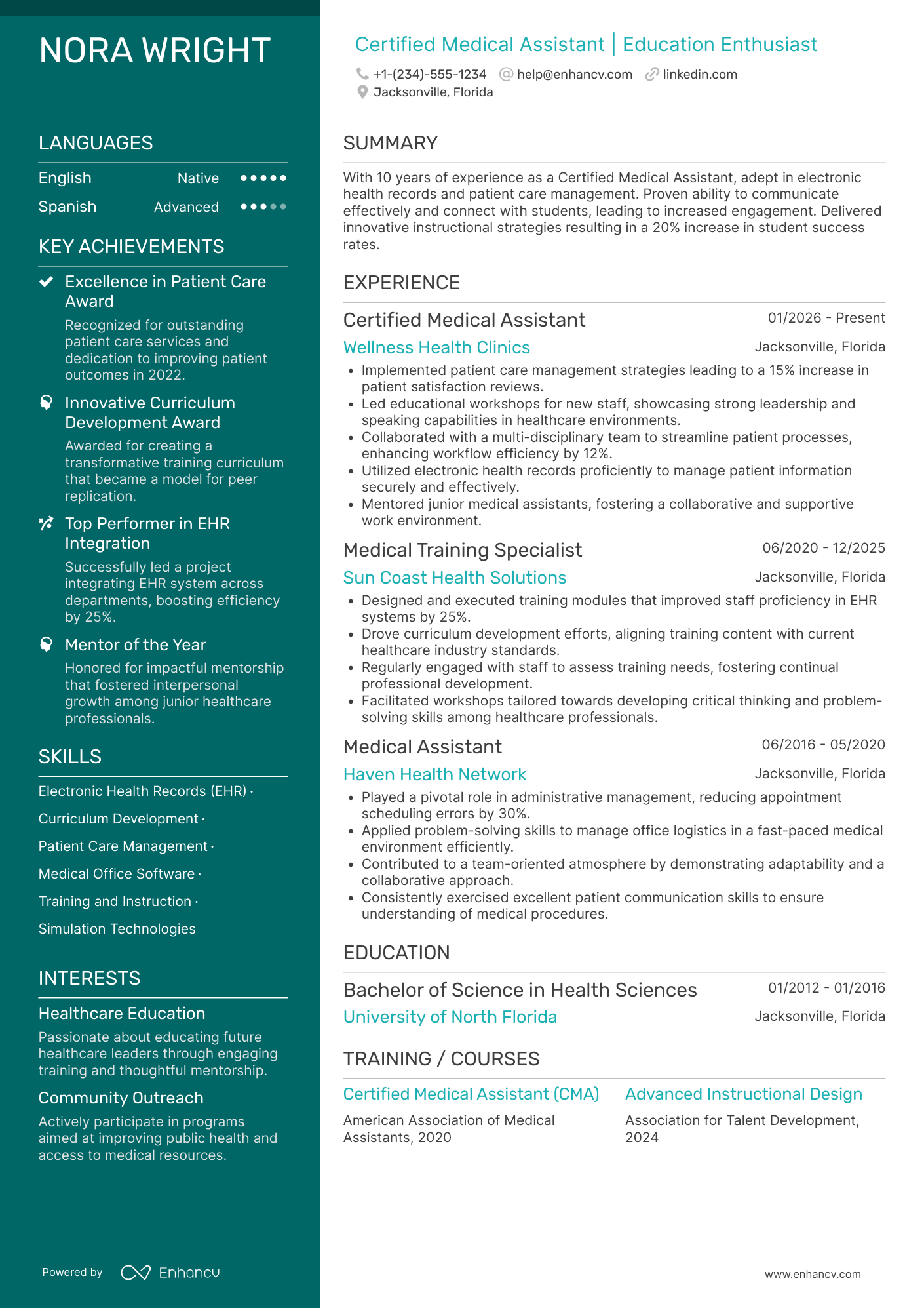 Medical Assistant Instructor Resume Example