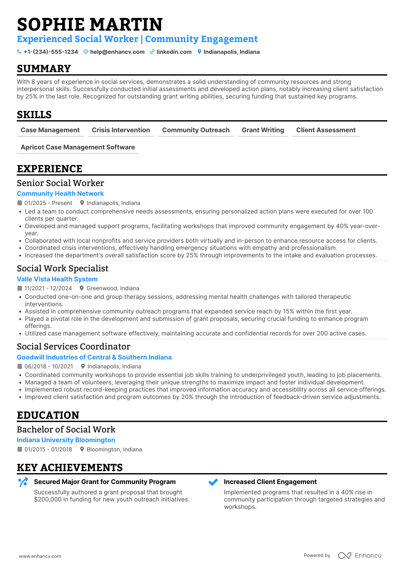 Volunteer Social Worker Resume Example