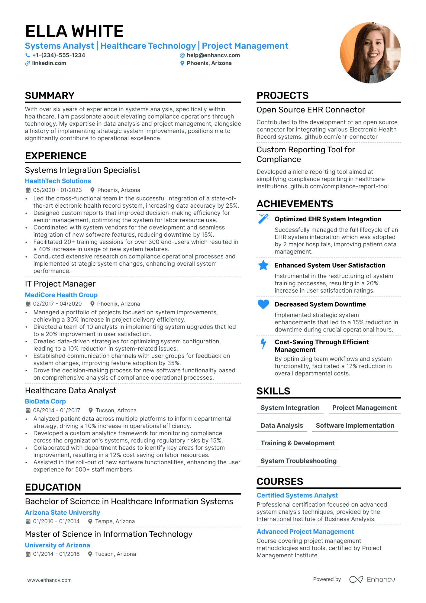 System Analyst Resume Example