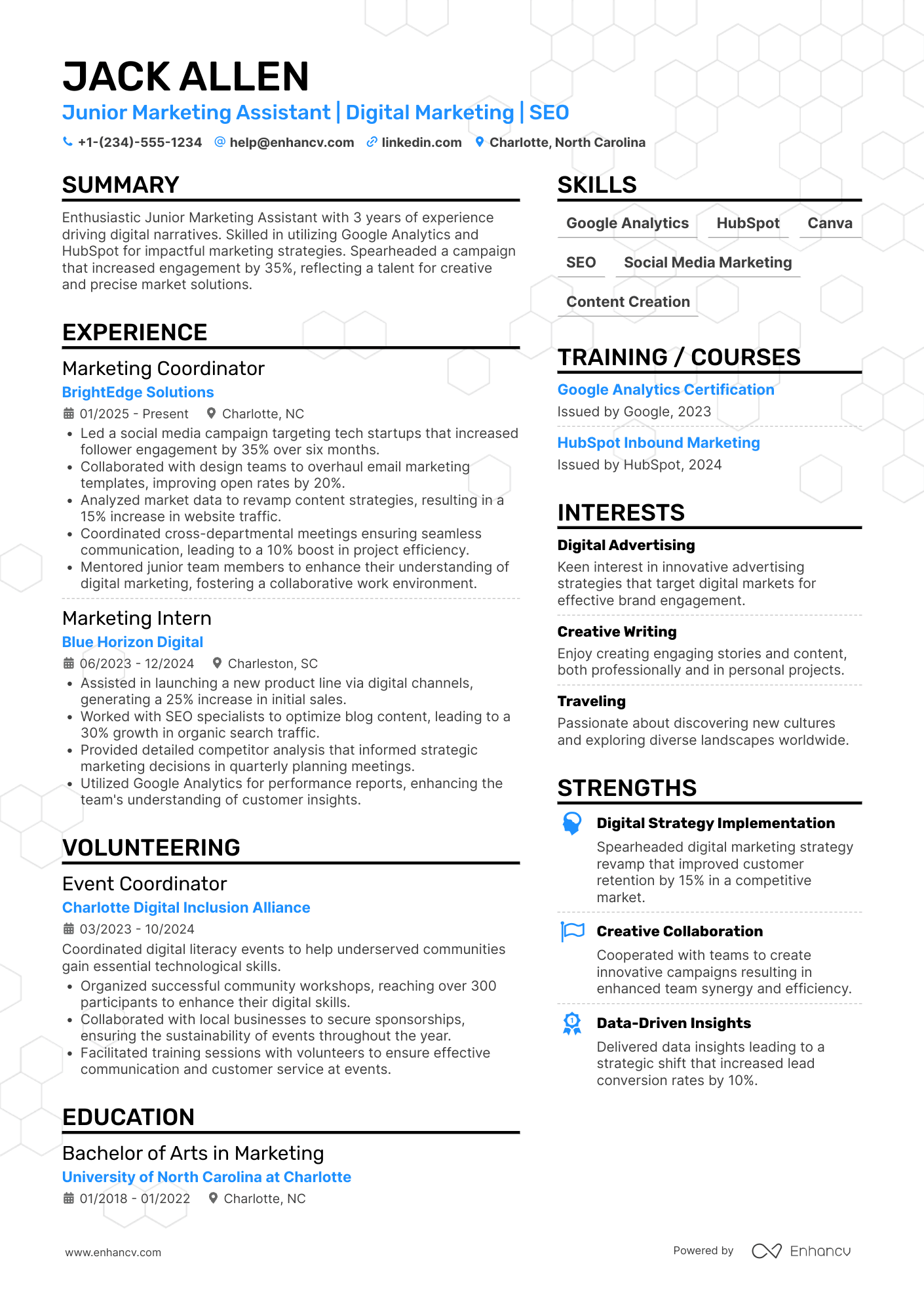 Junior Marketing Assistant Resume Example