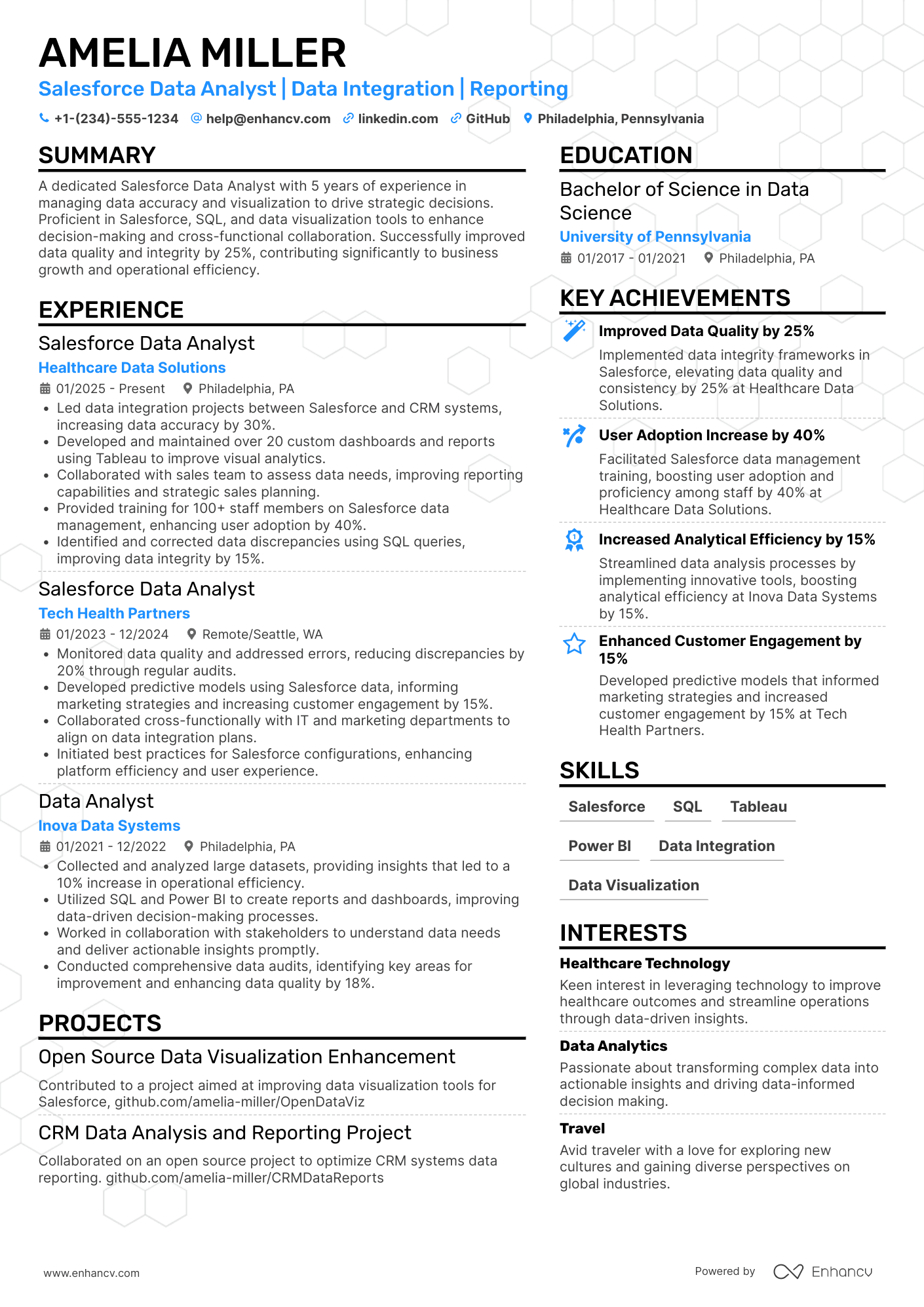 Salesforce Data Analyst Resume Example