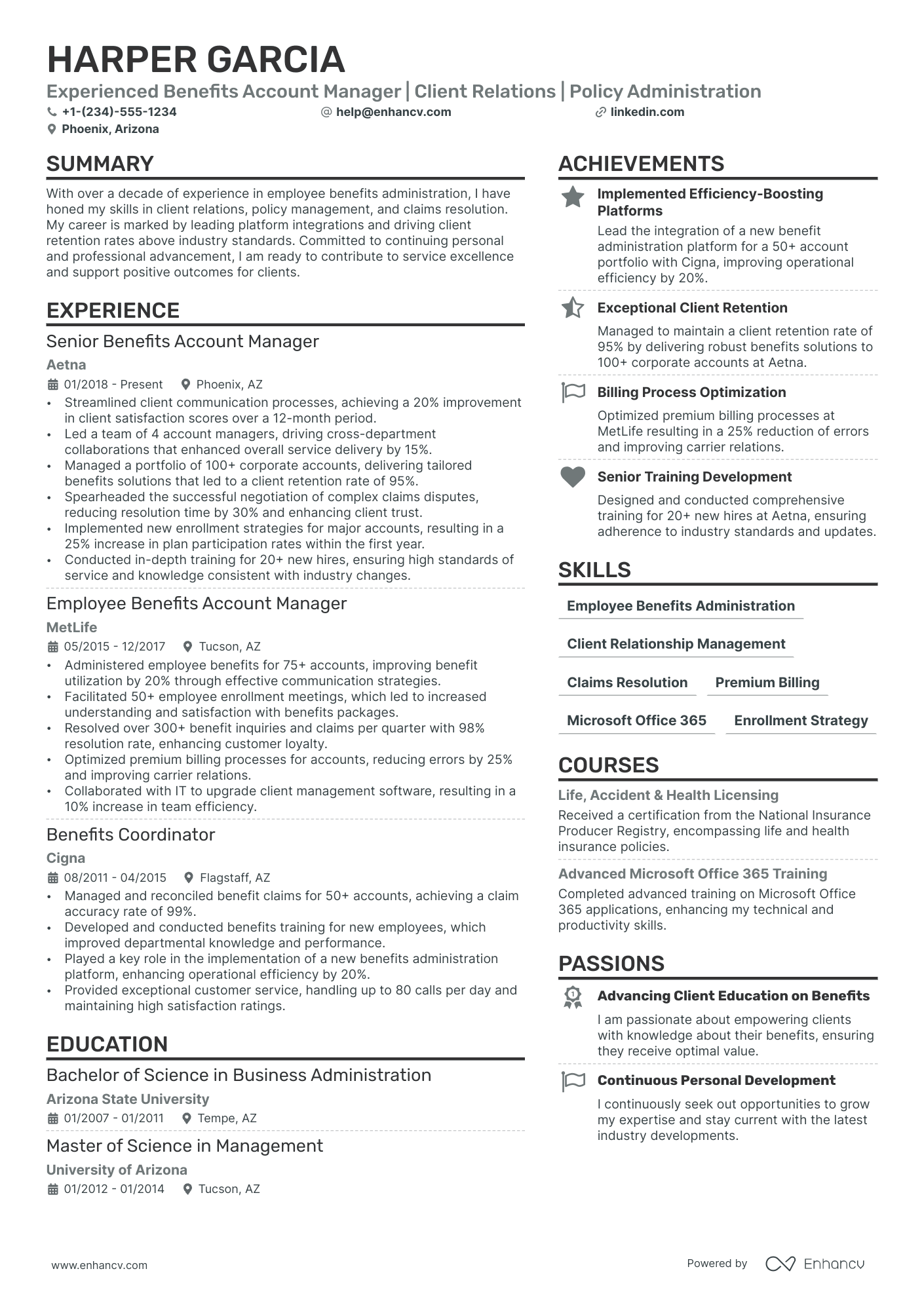 Client Account Manager Resume Example