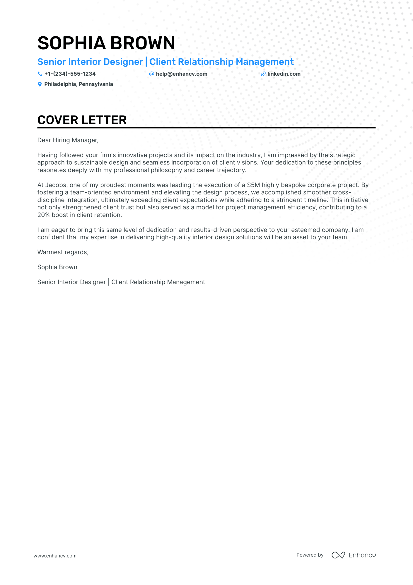 Corporate Interior Designer Resume Example
