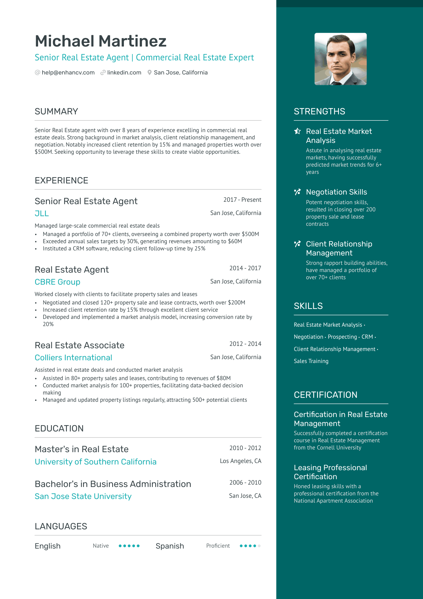 Commercial Real Estate Agent Resume Example