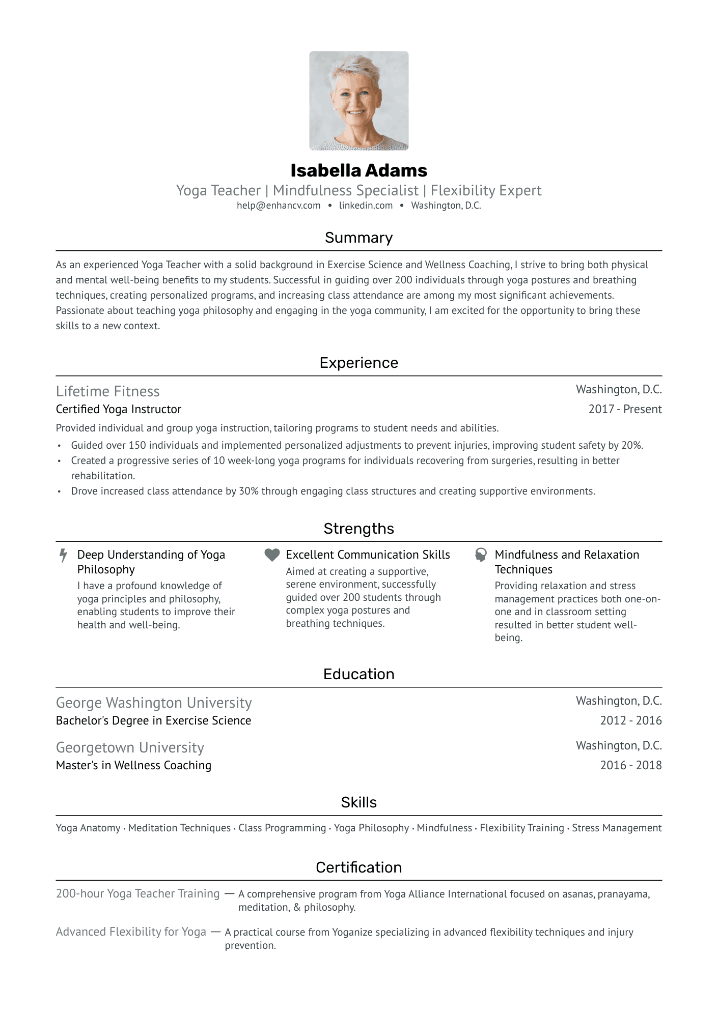 New Yoga Teacher Resume Example
