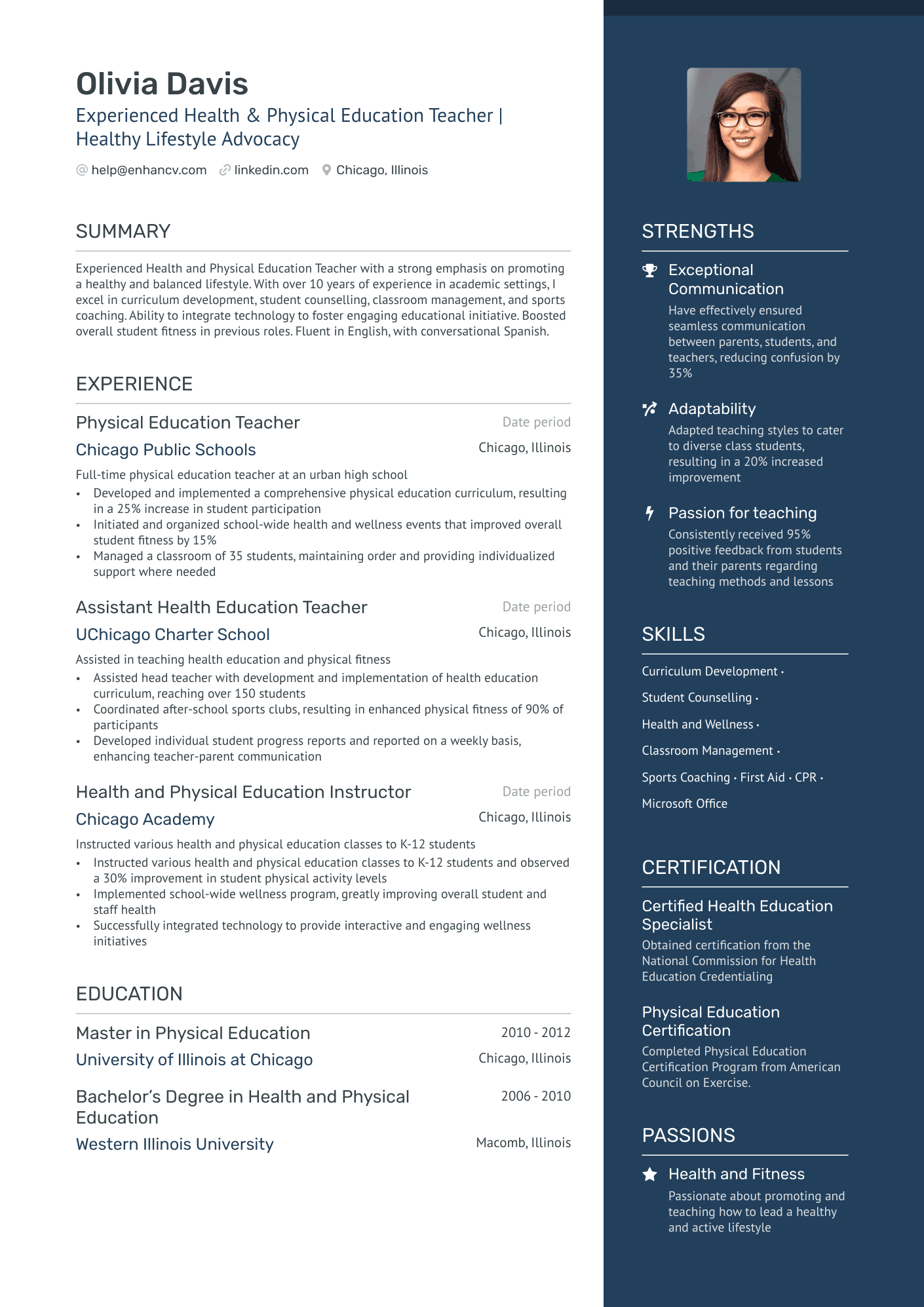 New Teacher Health Physical Education Resume Example
