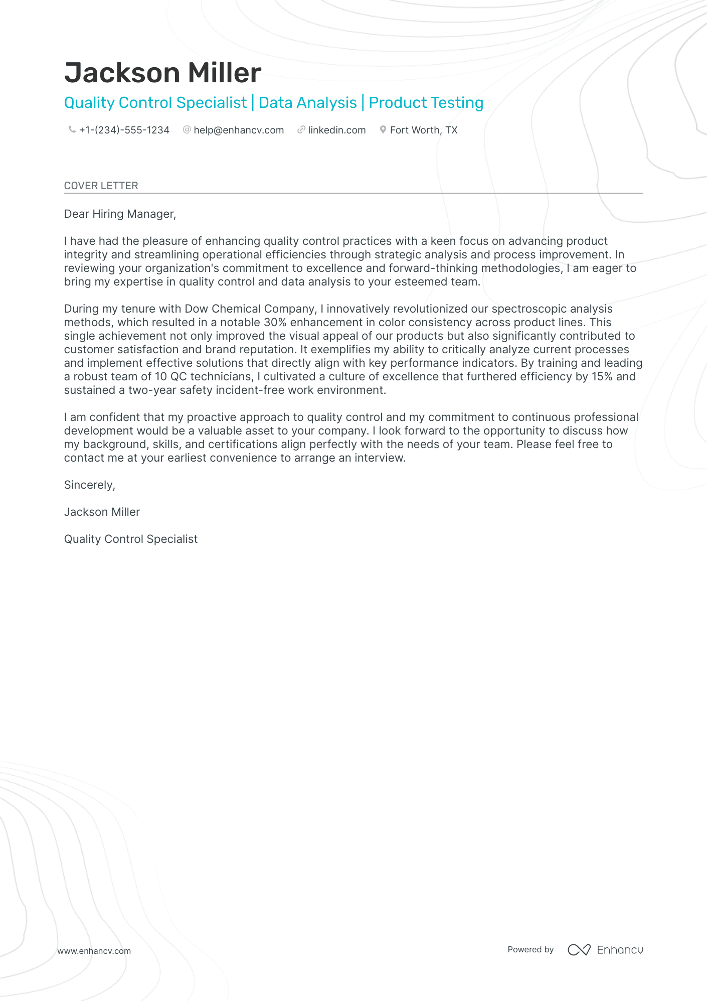 Quality Control Technician Resume Example