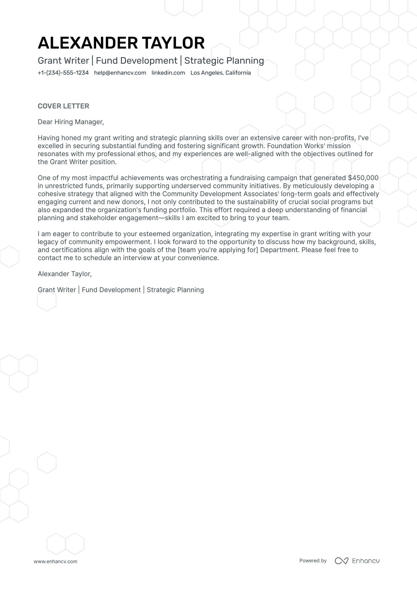 Grant Writer Resume Example