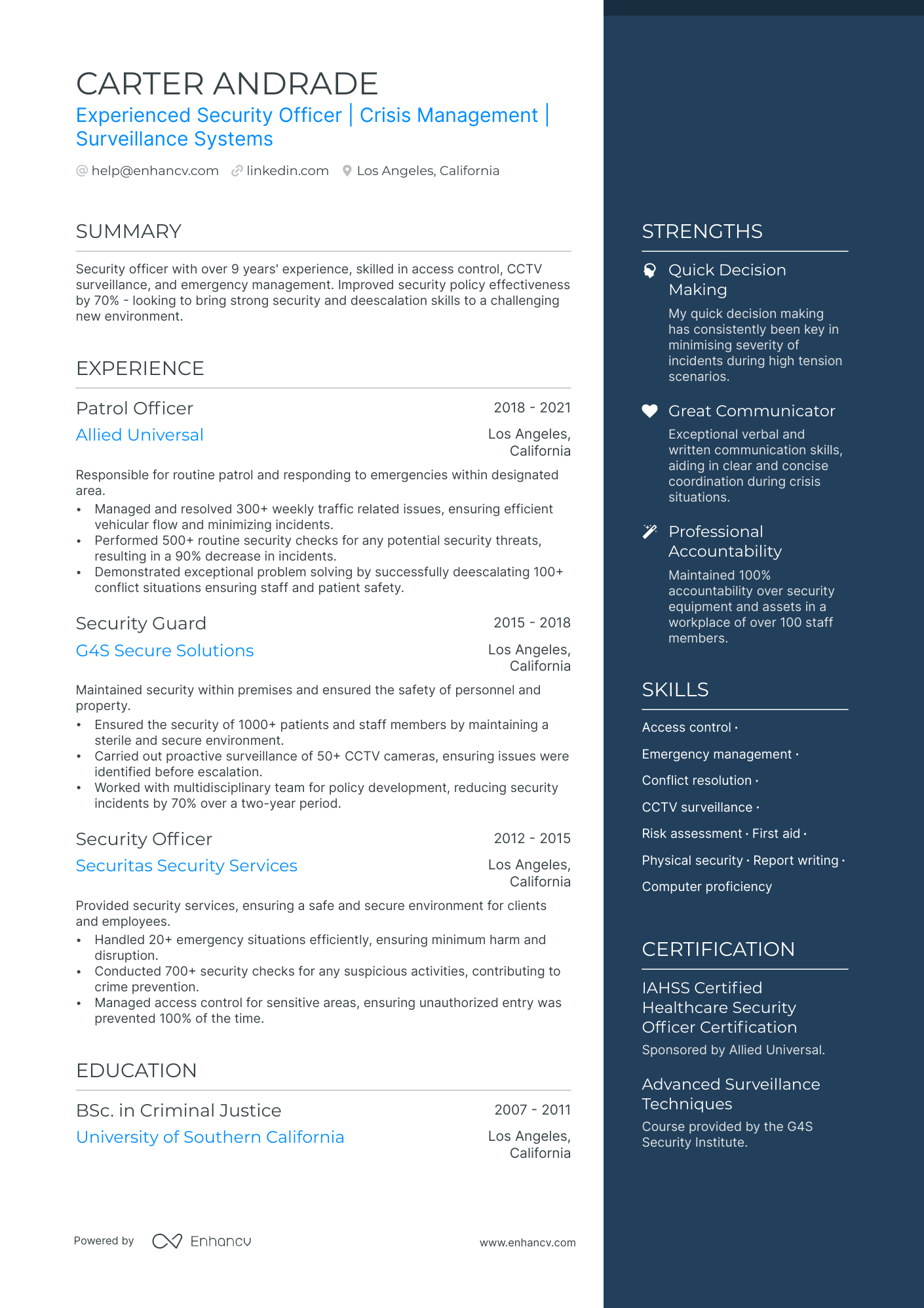 Public Safety Officer Resume Example