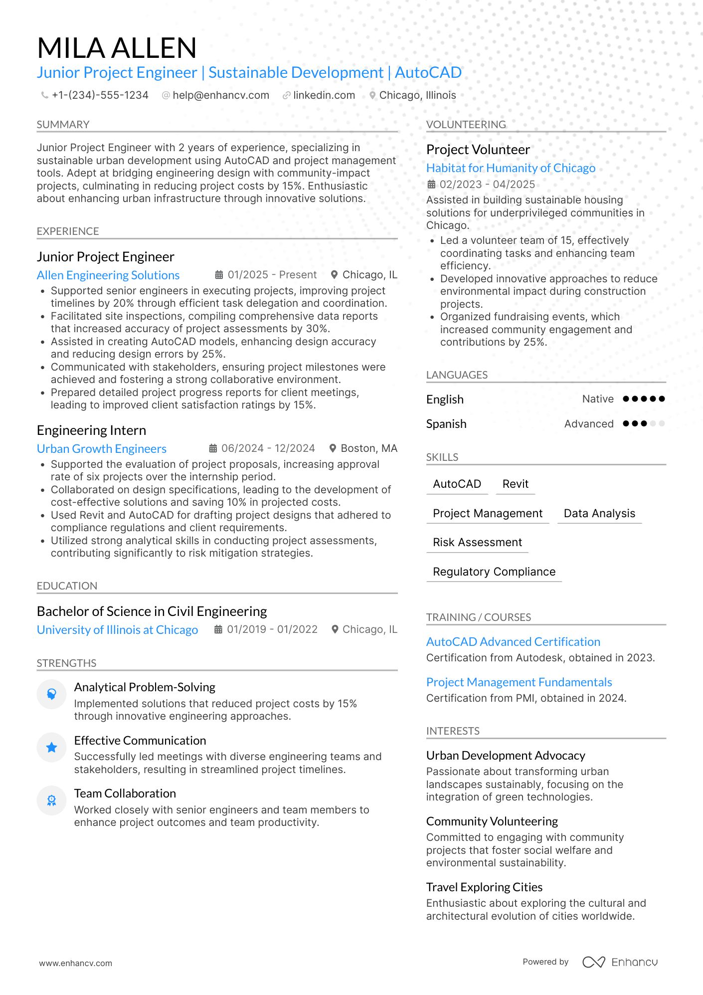Junior Project Engineer Resume Example