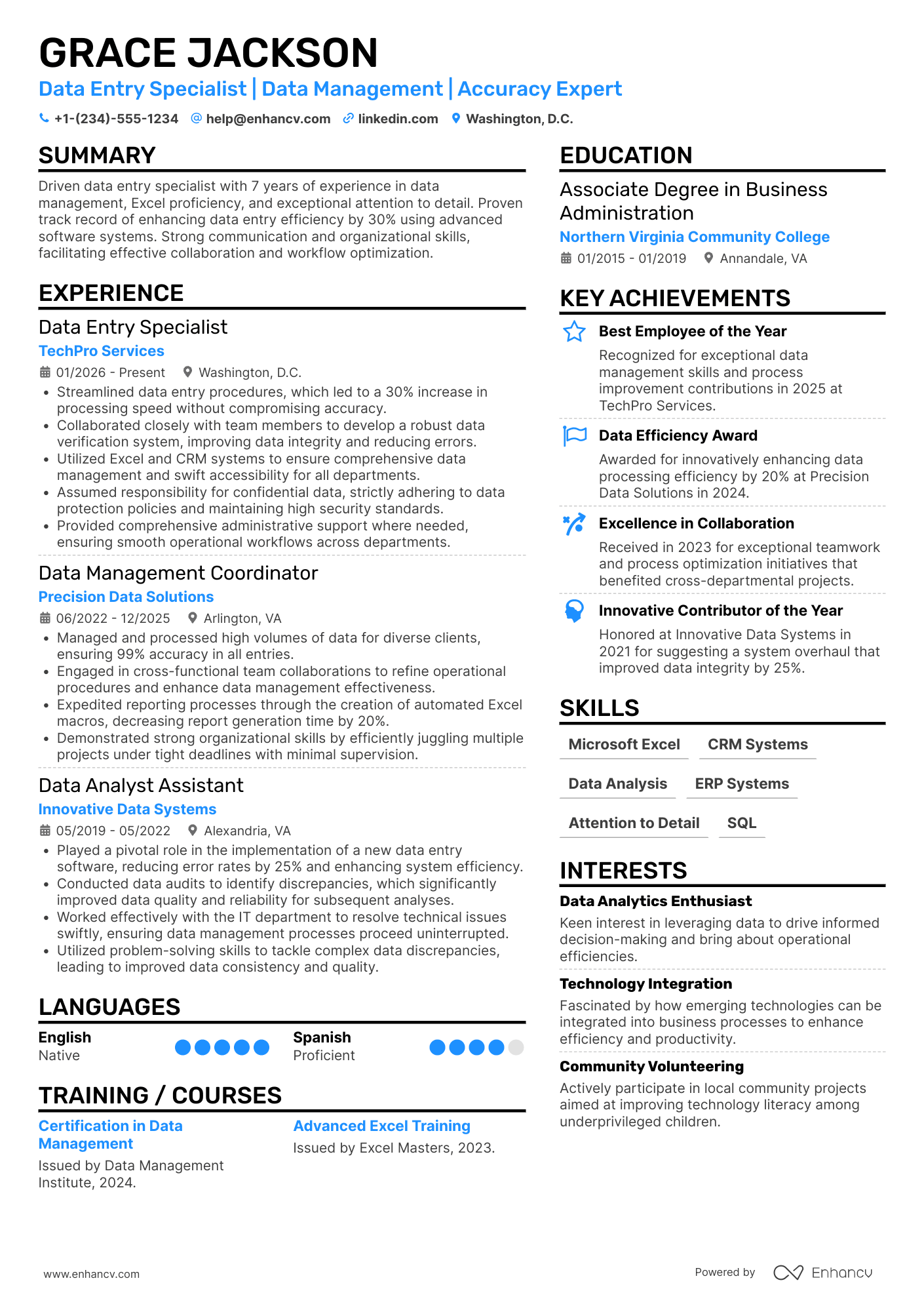 Data Entry Technician Resume Example