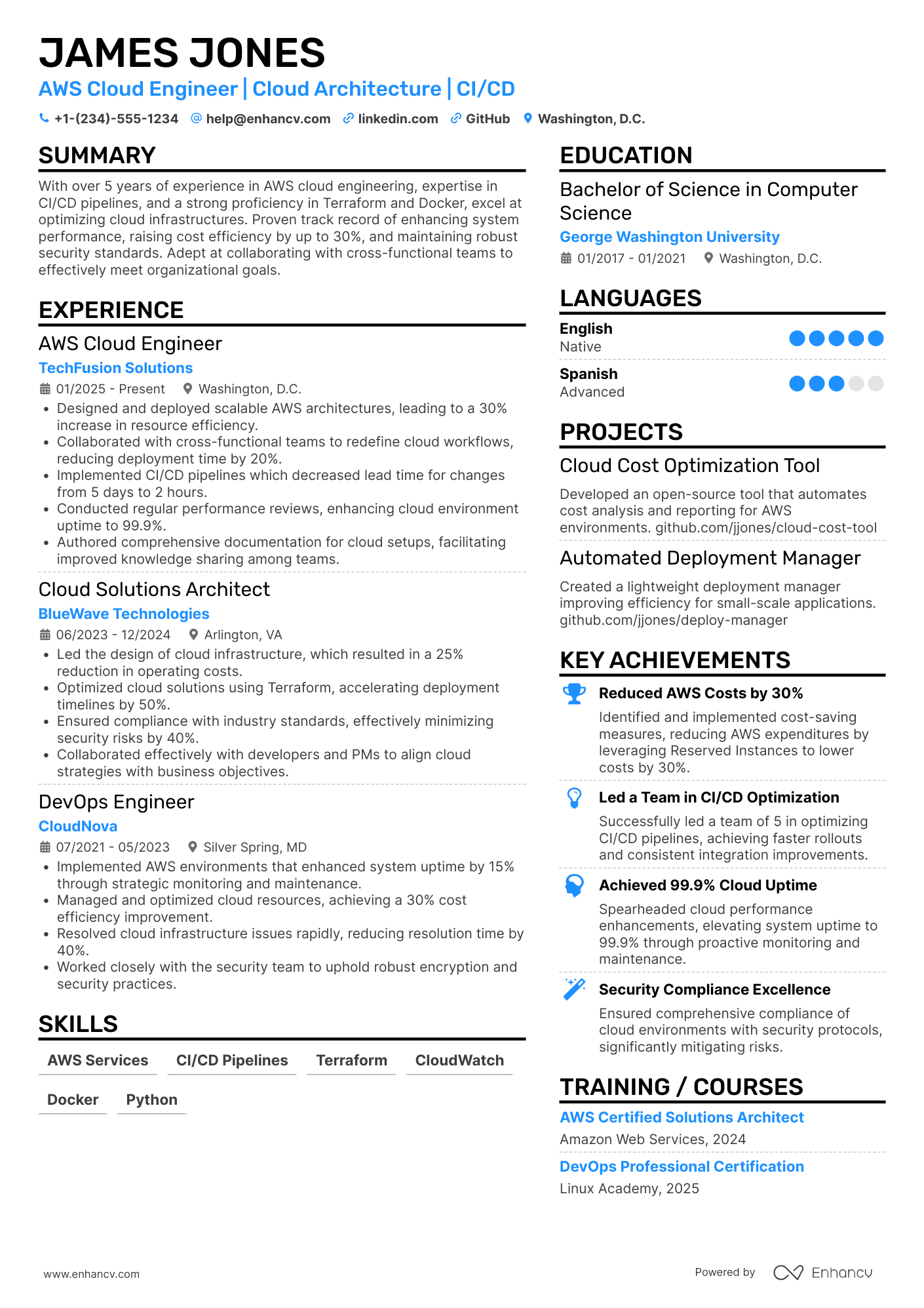 AWS Cloud Engineer Resume Resume Example