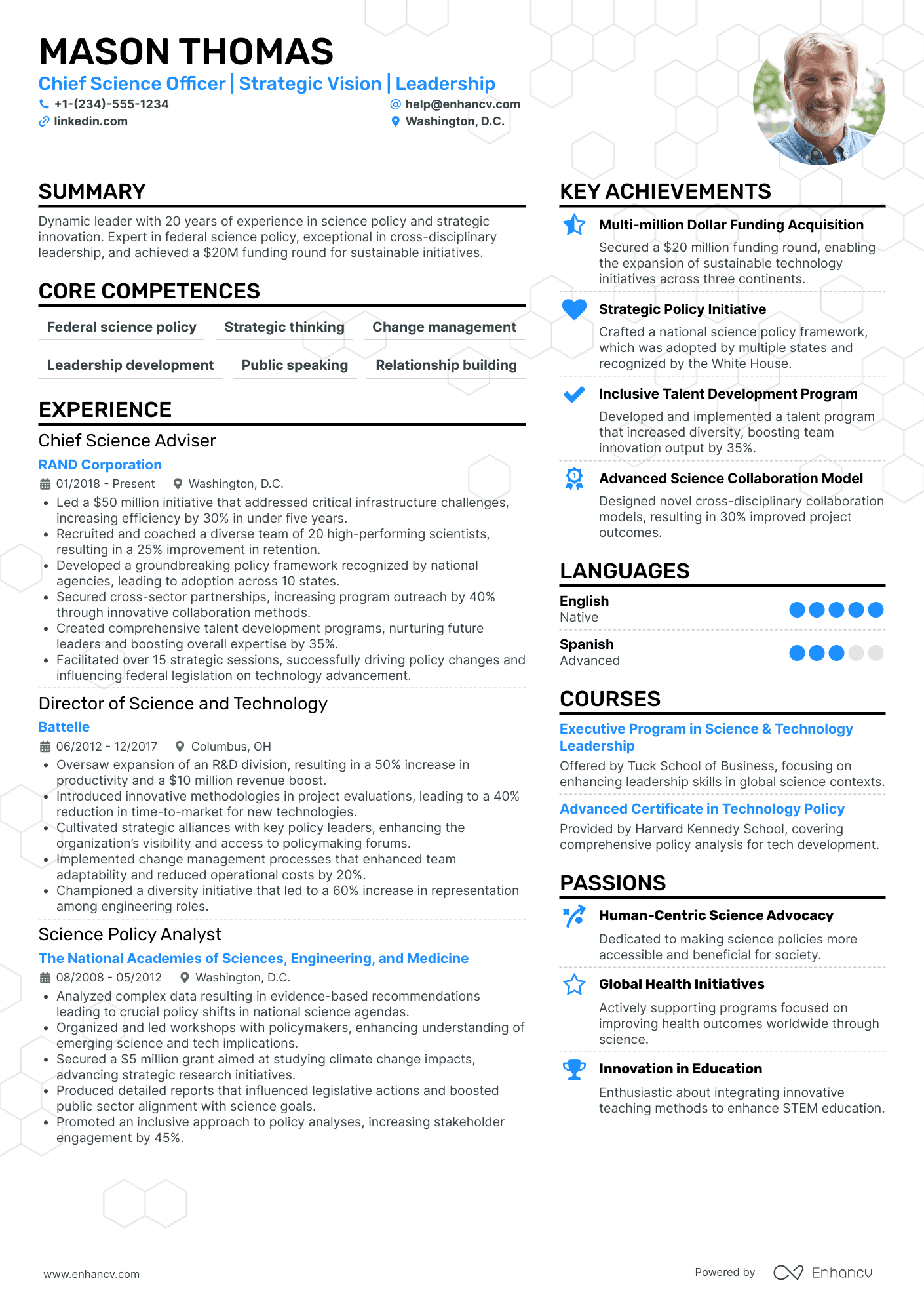 Chief Science Officer Resume Example