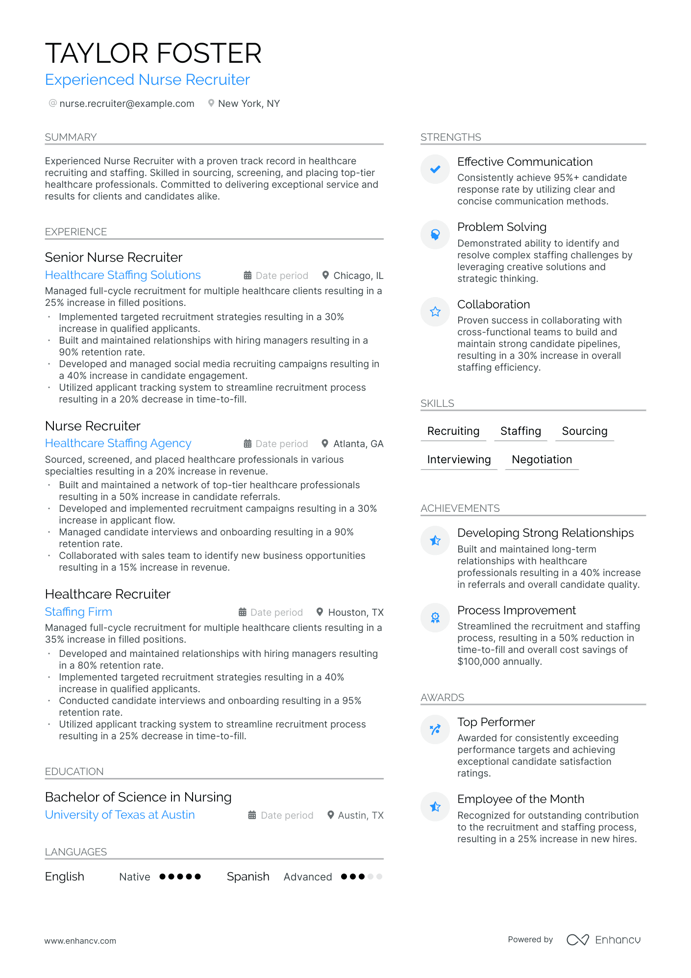 Nurse Recruiter Resume Example
