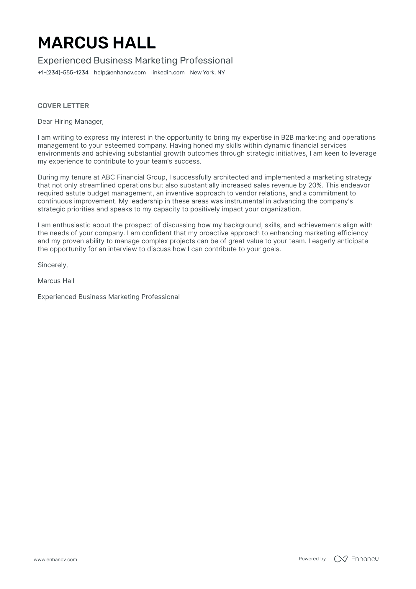 Business Marketing Resume Example