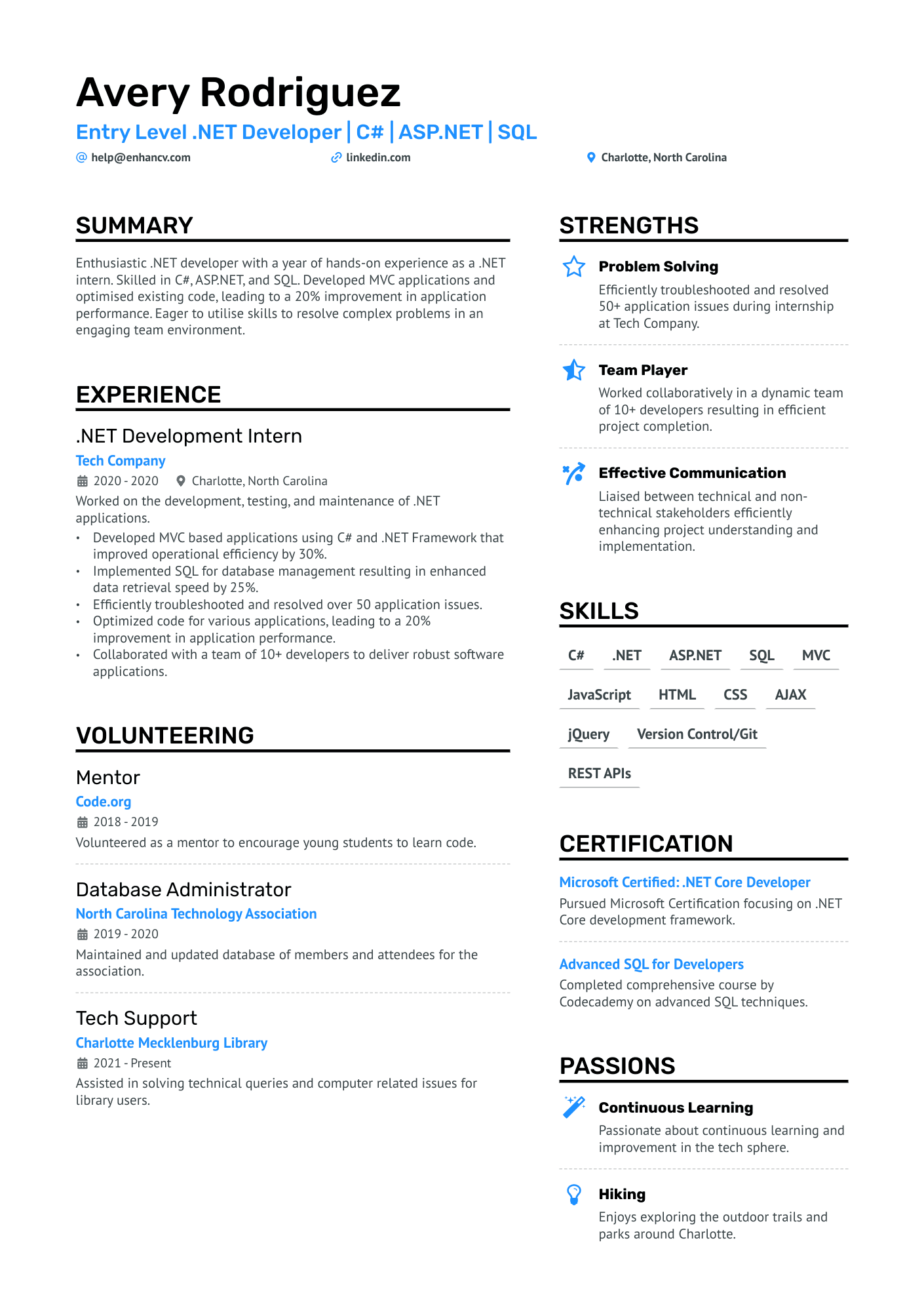 Entry Level Dot Net Developer Resume Resume Example
