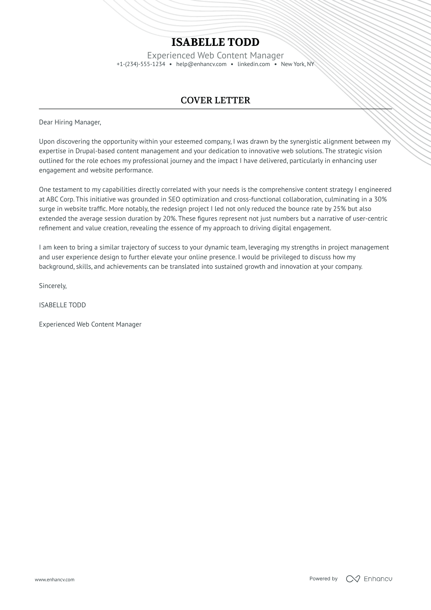 Web Content Manager Resume Example