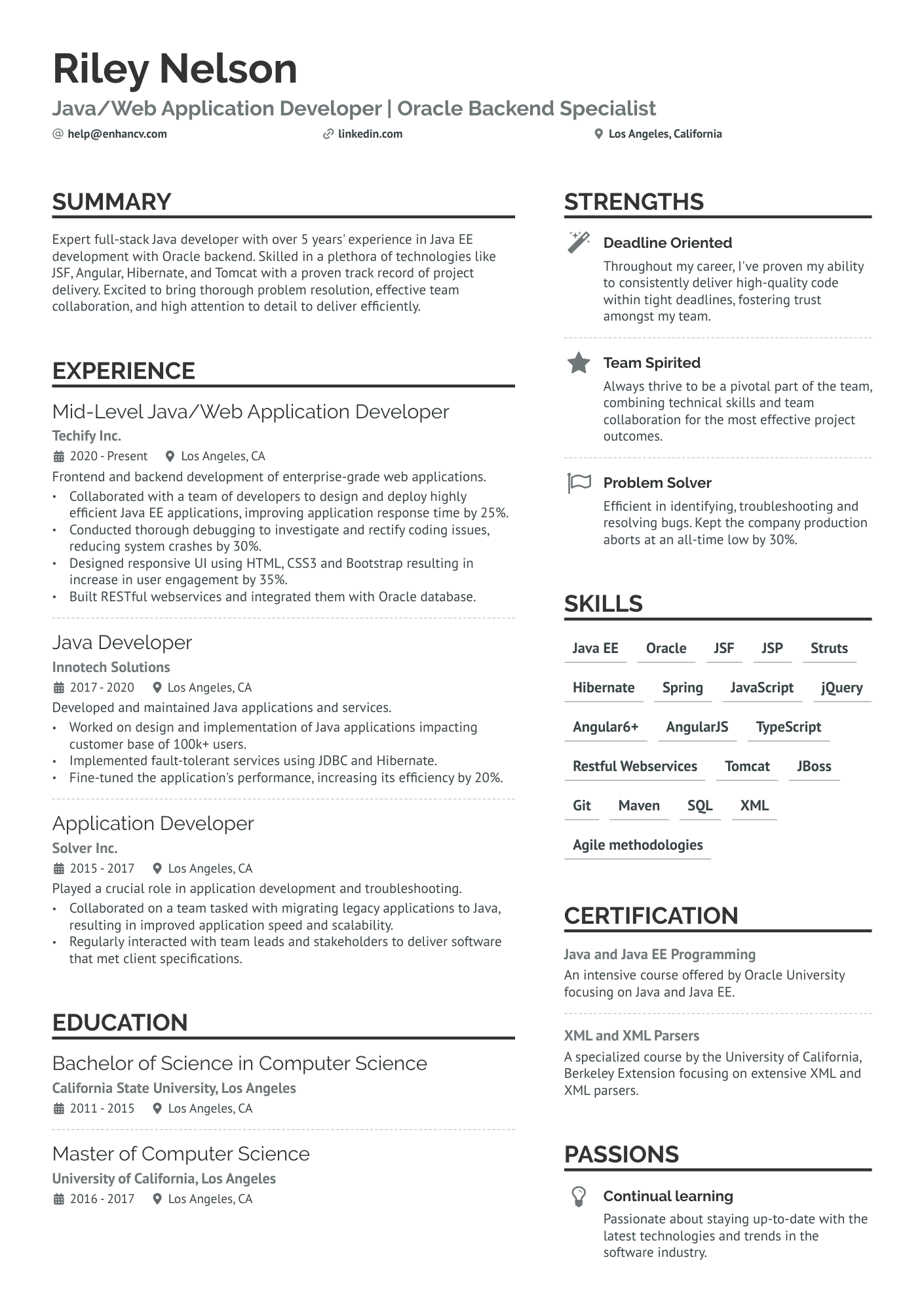 Full Stack Application Developer Resume Example