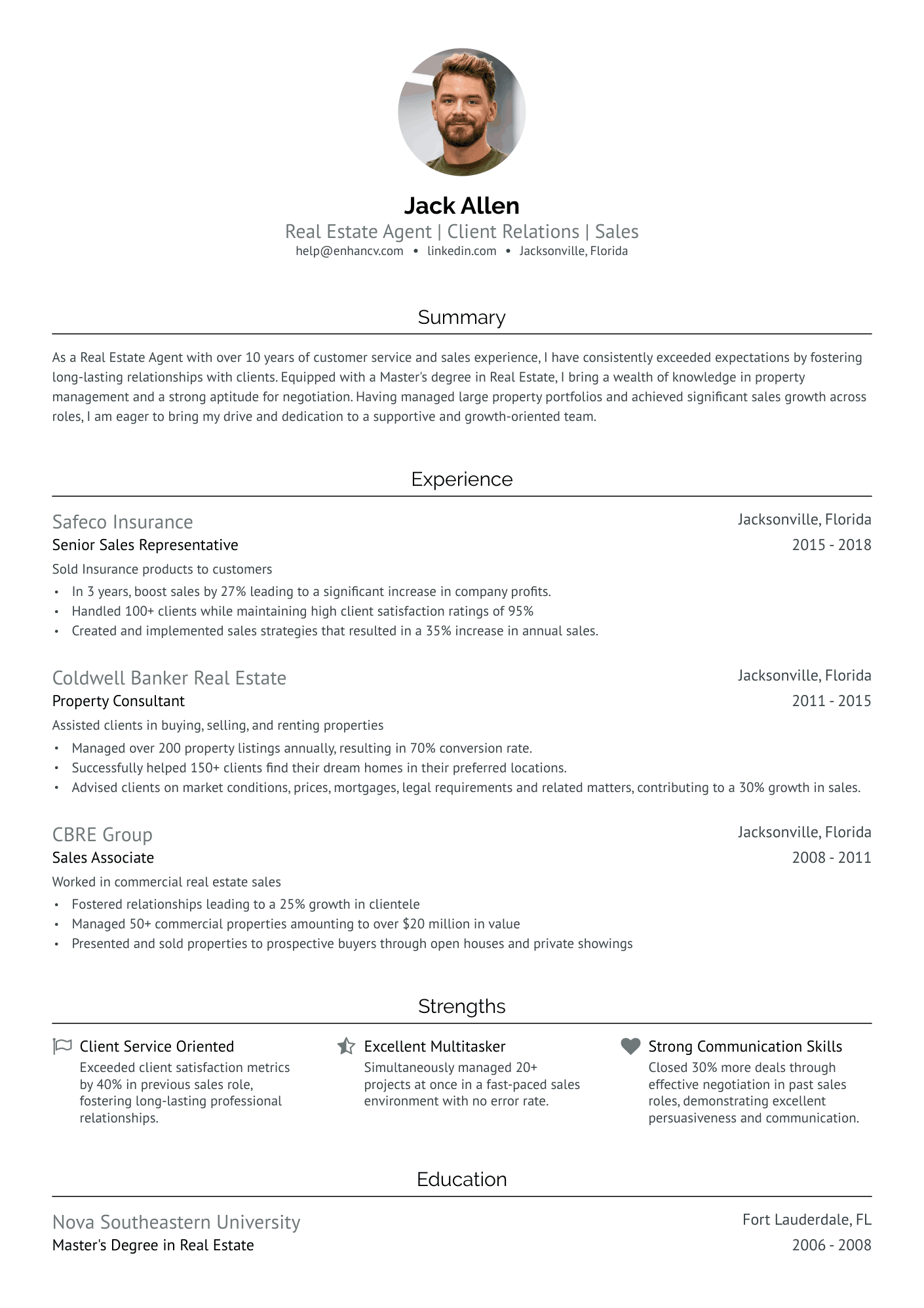 NYS Real Estate Agent Resume Example