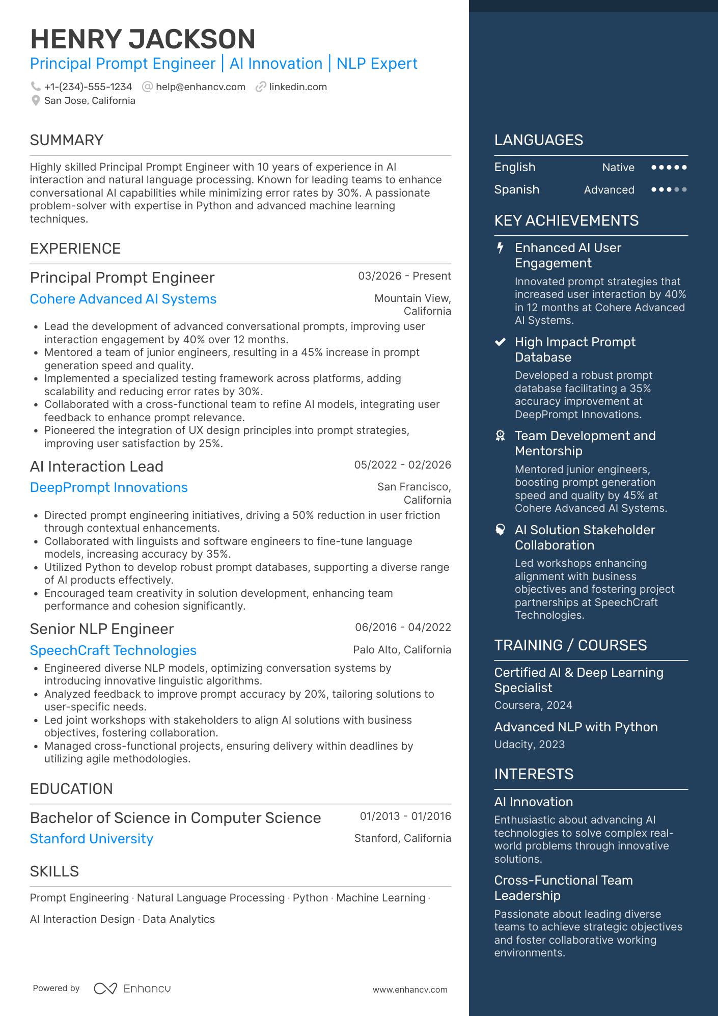 Principal Prompt Engineer Resume Example
