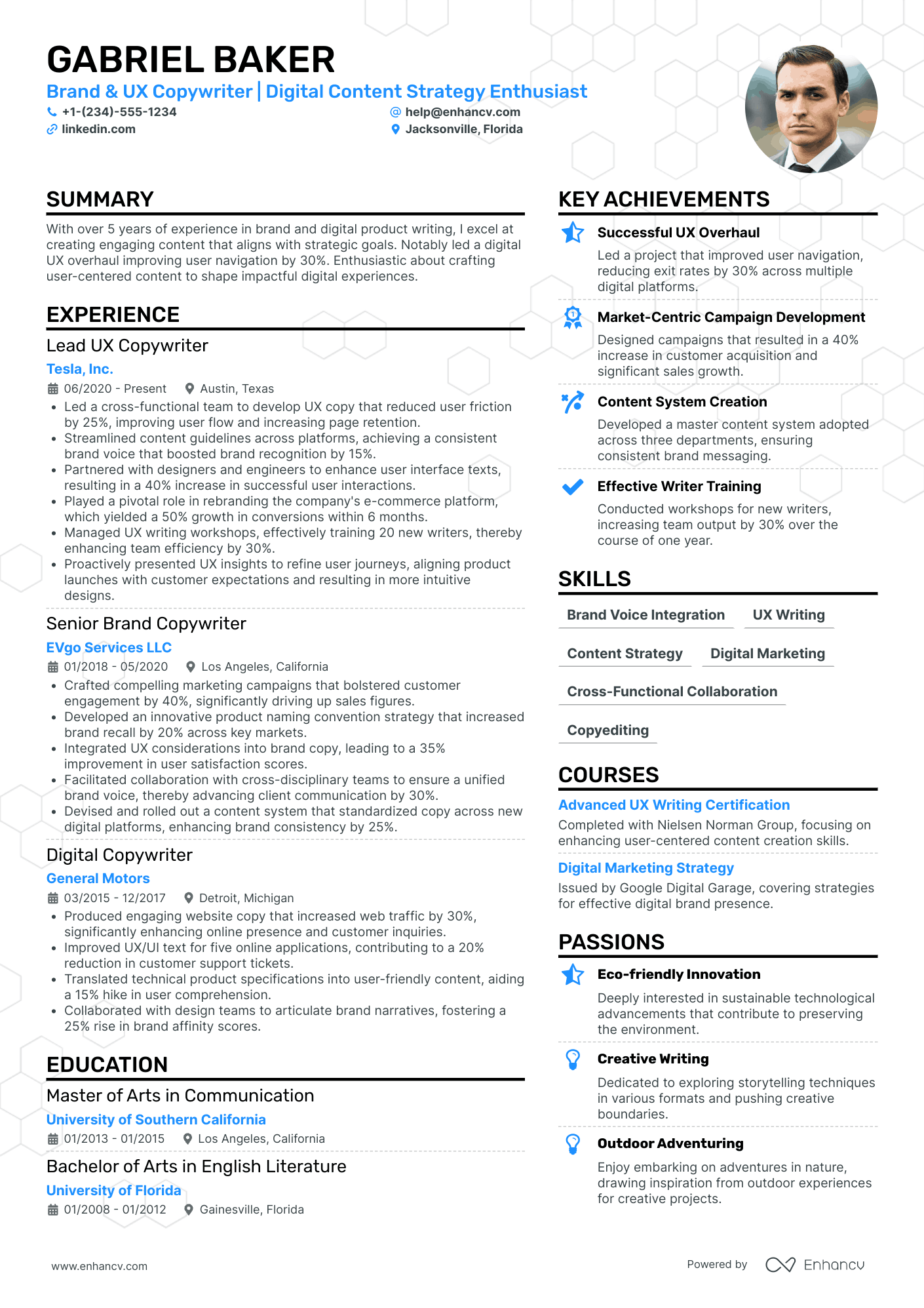 UX Writer Resume Example