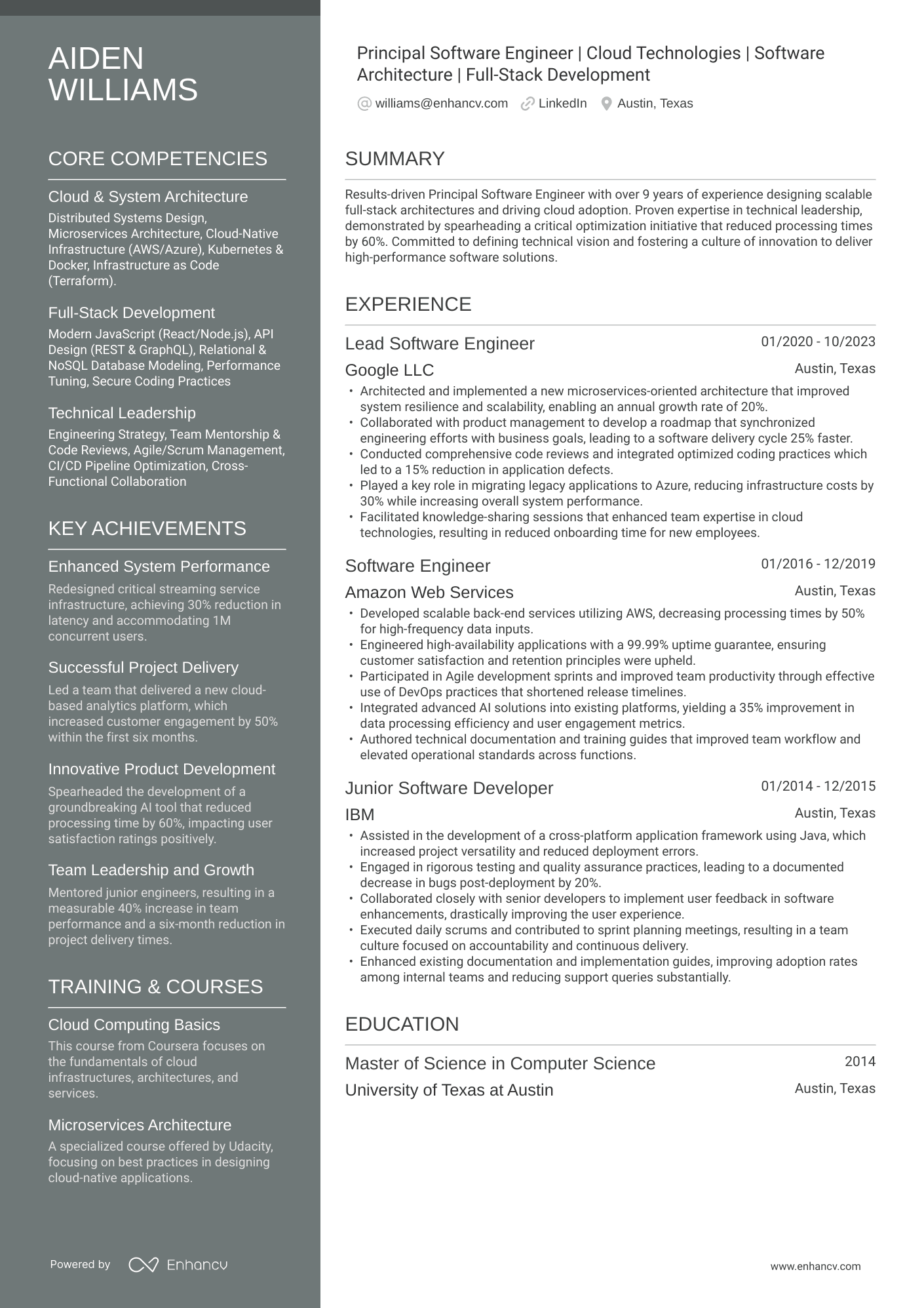 Principal Software Engineer Resume Example