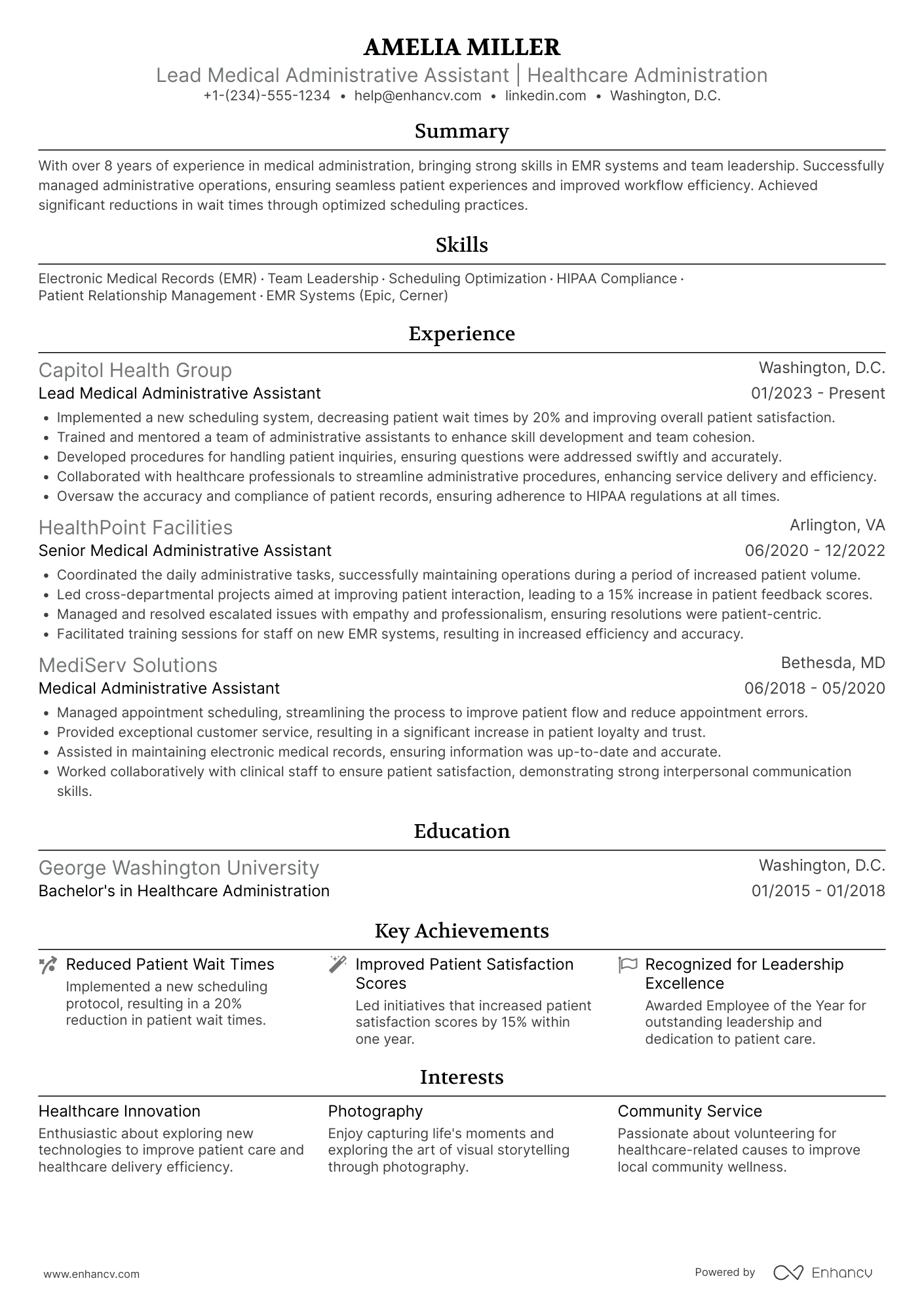 Lead Medical Administrative Assistant Resume Example