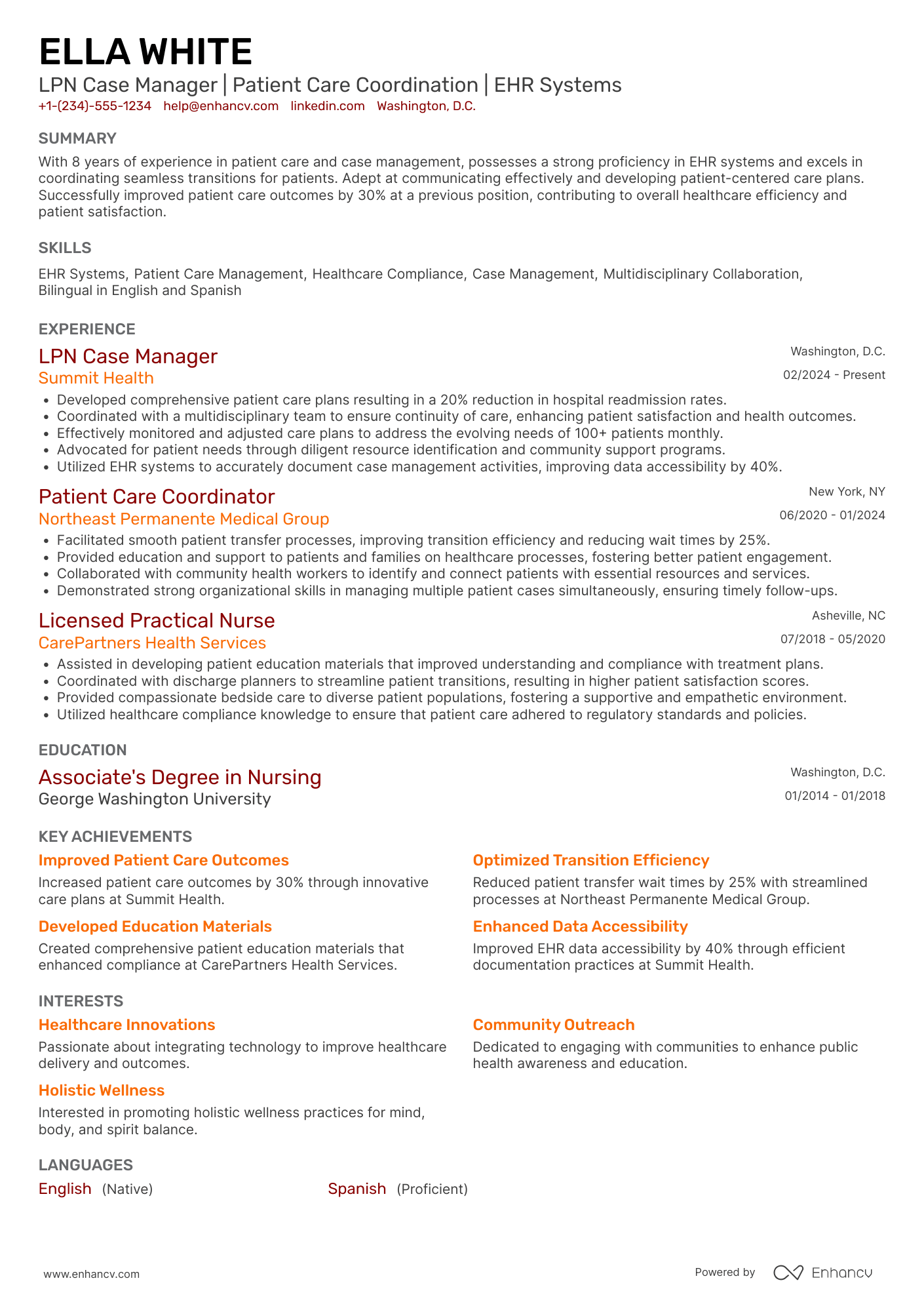 LPN Case Manager Resume Example