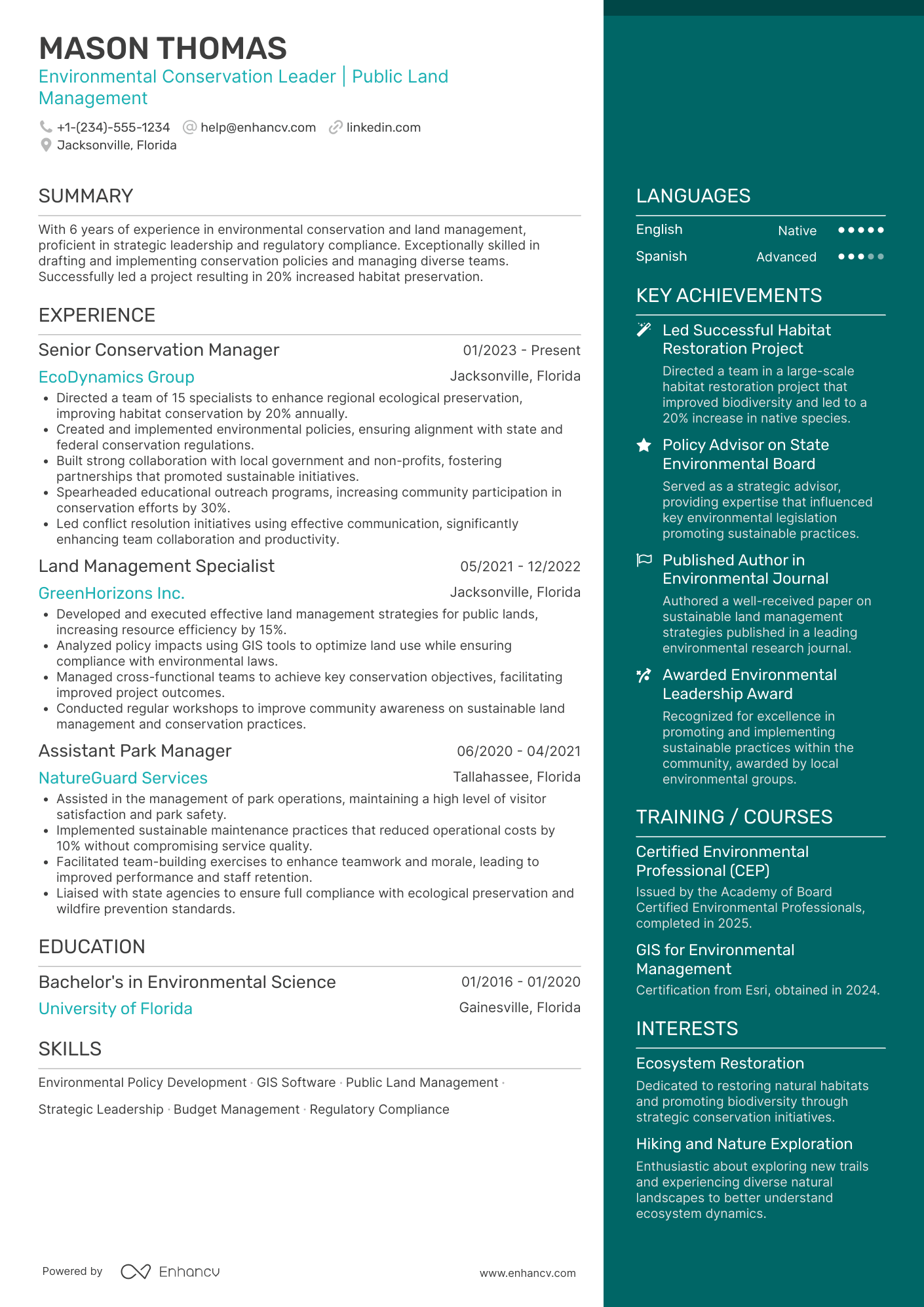 Secretary of the Interior Resume Example