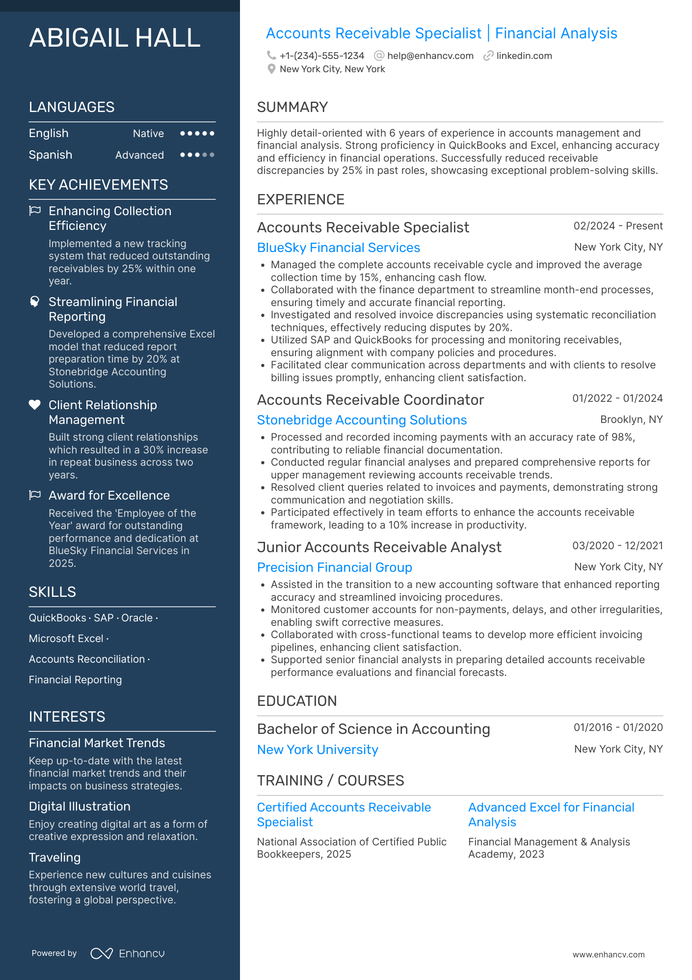Accounts Receivable Assistant Resume Example